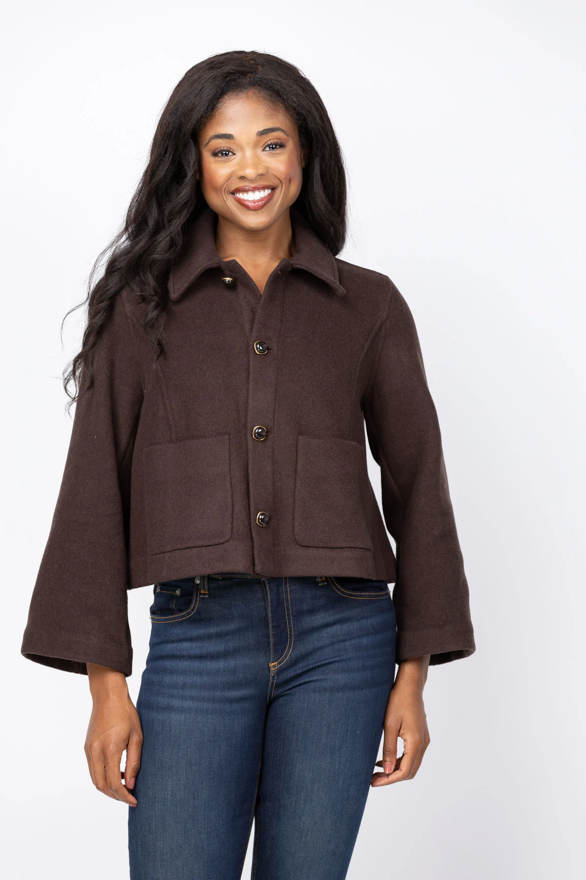 Efficient FRAME The Wool Mini Swing Jacket in Chestnut Reusable