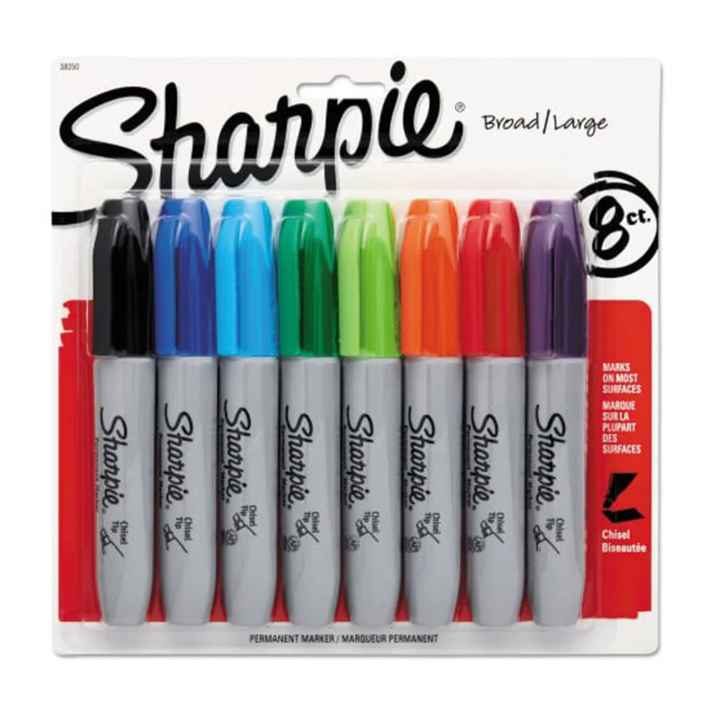 Original Sharpie Permanent Marker Medium Chisel Tip Assorted Colors 8Ea Modern