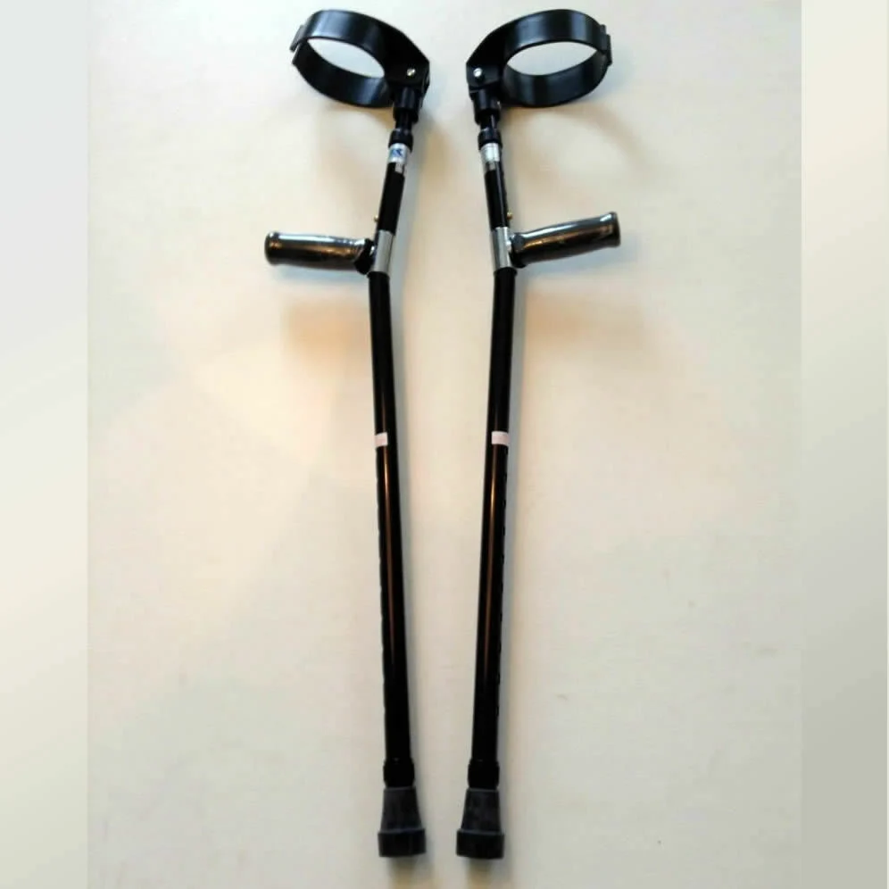 Breathable Lightweight Black Forearm Walking Crutches Casual
