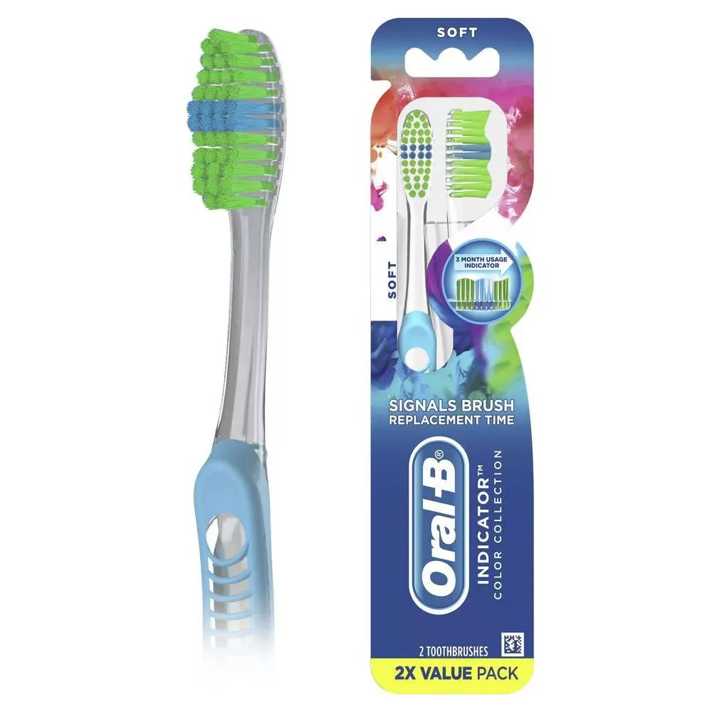 Smooth Oral B Indicator Contour Clean Manual Soft Toothbrush Assorted 2 Ea Authentic