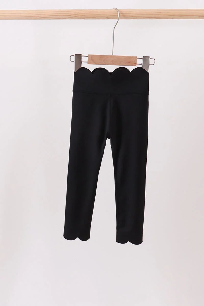 Advanced Black Scalloped Yoga Active Leggings Exceptional