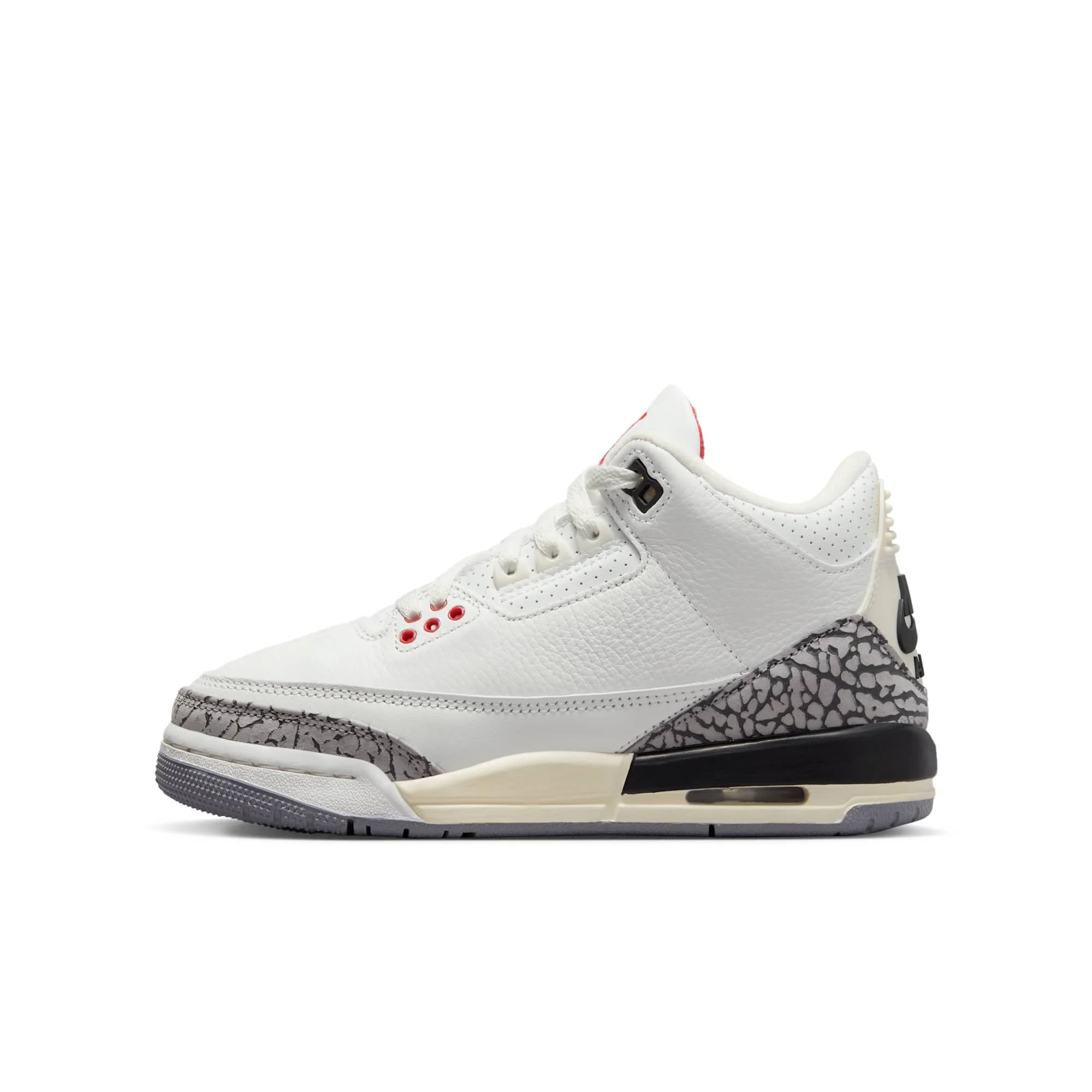 Traditional Air Jordan Grade School Retro 3 'White Cement Reimagined' Sneakers Organic