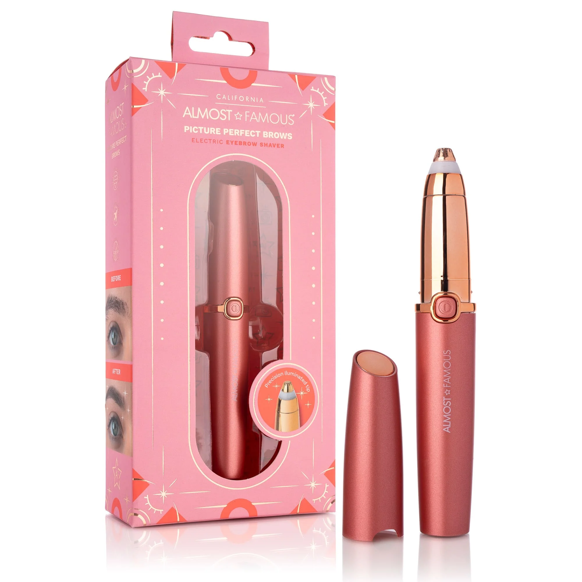 Smooth Brows Eyebrow Trimmer with Precision LED Tip - Coral Superior