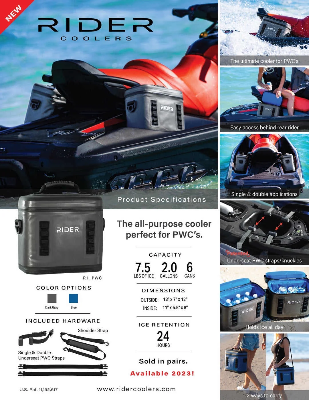 Fine Crafted Jet Ski Coolers By Rider Coolers – Set Of 2 Pwc Coolers Fits All Personal Watercraft Holds 8 Cans Each Clean