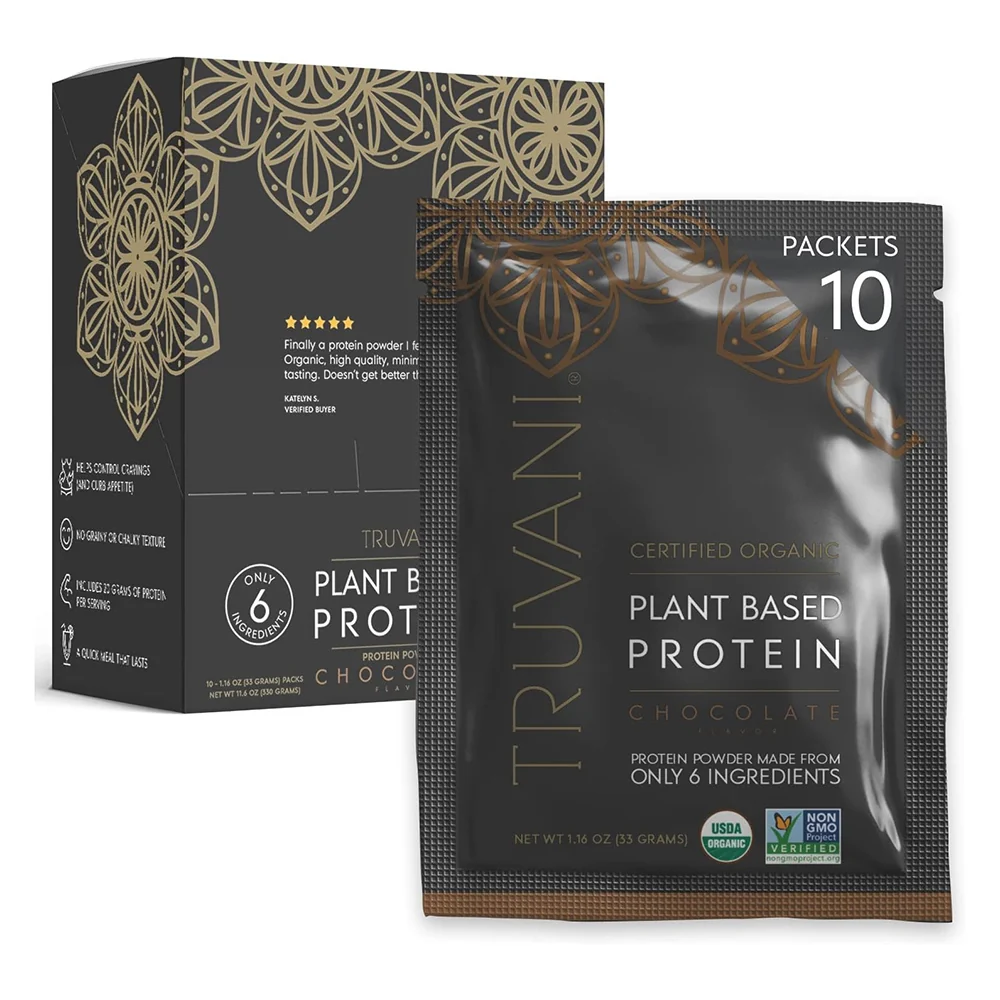 Top-Quality Truvani Plant Based Protein Powder Organic Chocolate Flavored Support Muscle Recovery 11.6Oz 330g Original