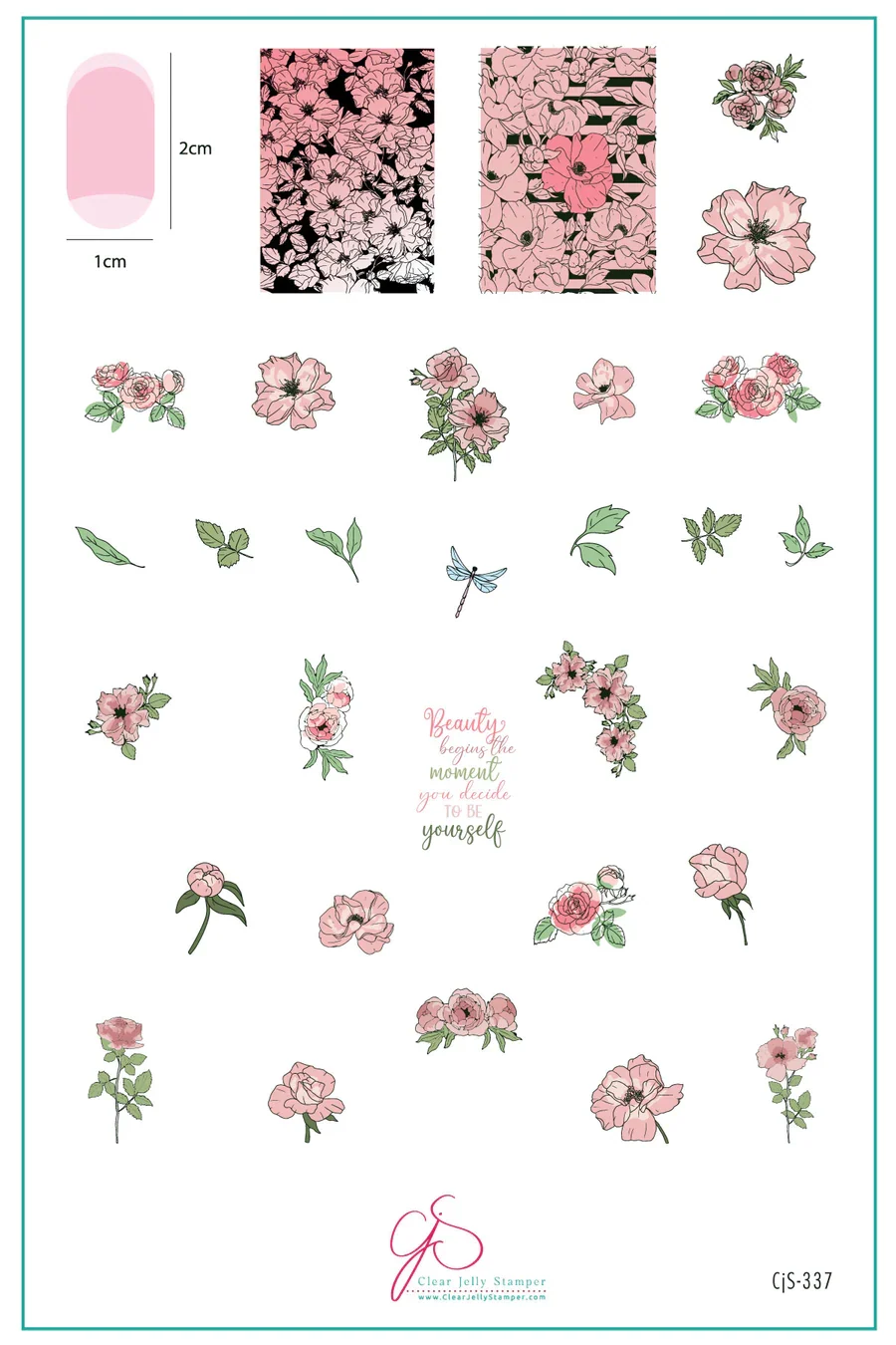 Original Watercolor Floral Cascade CJS-337 - Clear Jelly Stamping Plate Exceptional