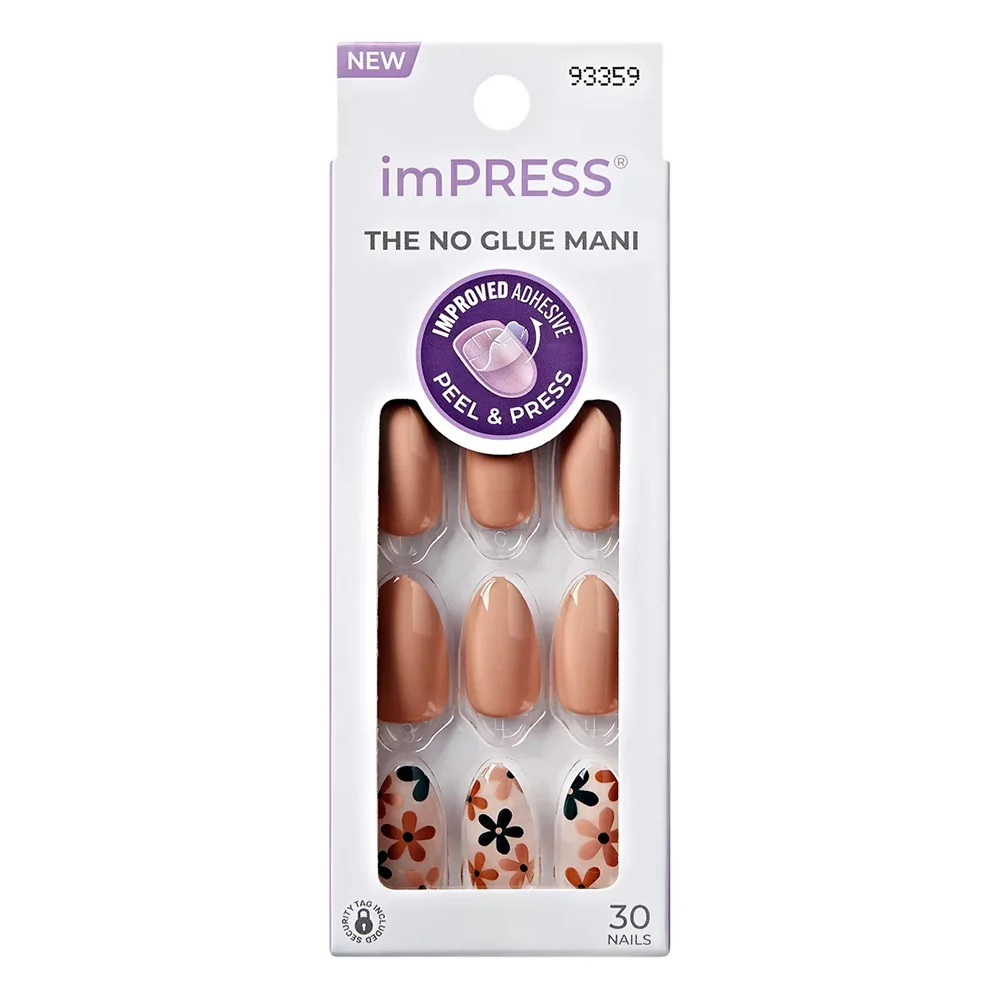 Reusable Kiss Impress Press on Fake Nails As It Was Beige Medium Almond Shape 30Ea Exceptional