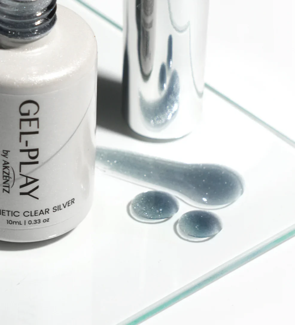 Pure Akzentz Gel Play Glass Series MAGNETIC CLEAR SILVER - 10ml BottleMagnetic Cat Eye Soak-Off Art Gel Advanced