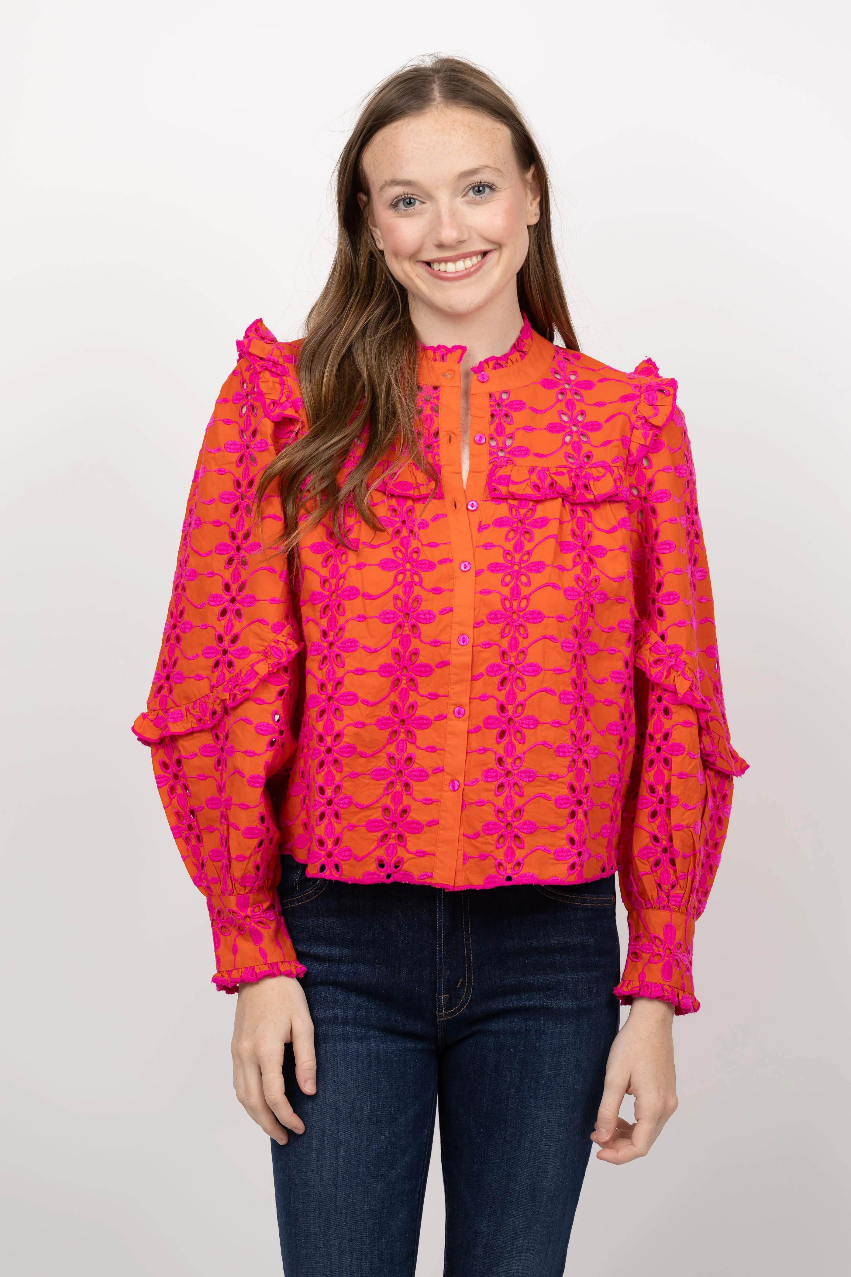 Versatile Love The Label Wylie Blouse in Brewster Eyelet Efficient