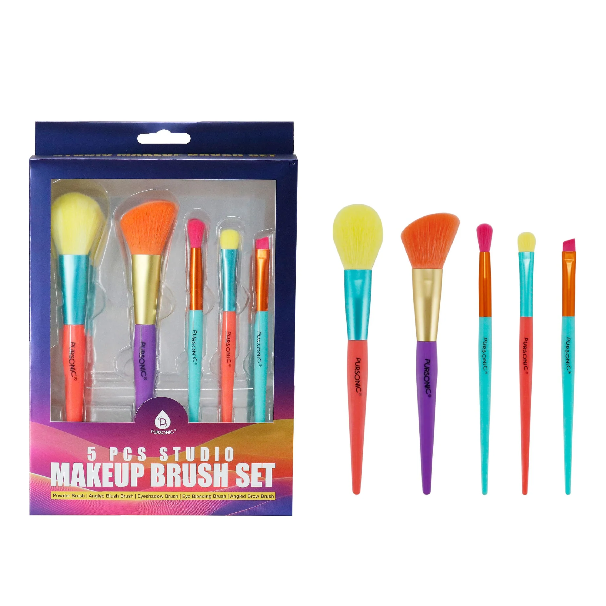 Breathable Pursonic Studio Makeup Brush Set 5 pcs Premium Material