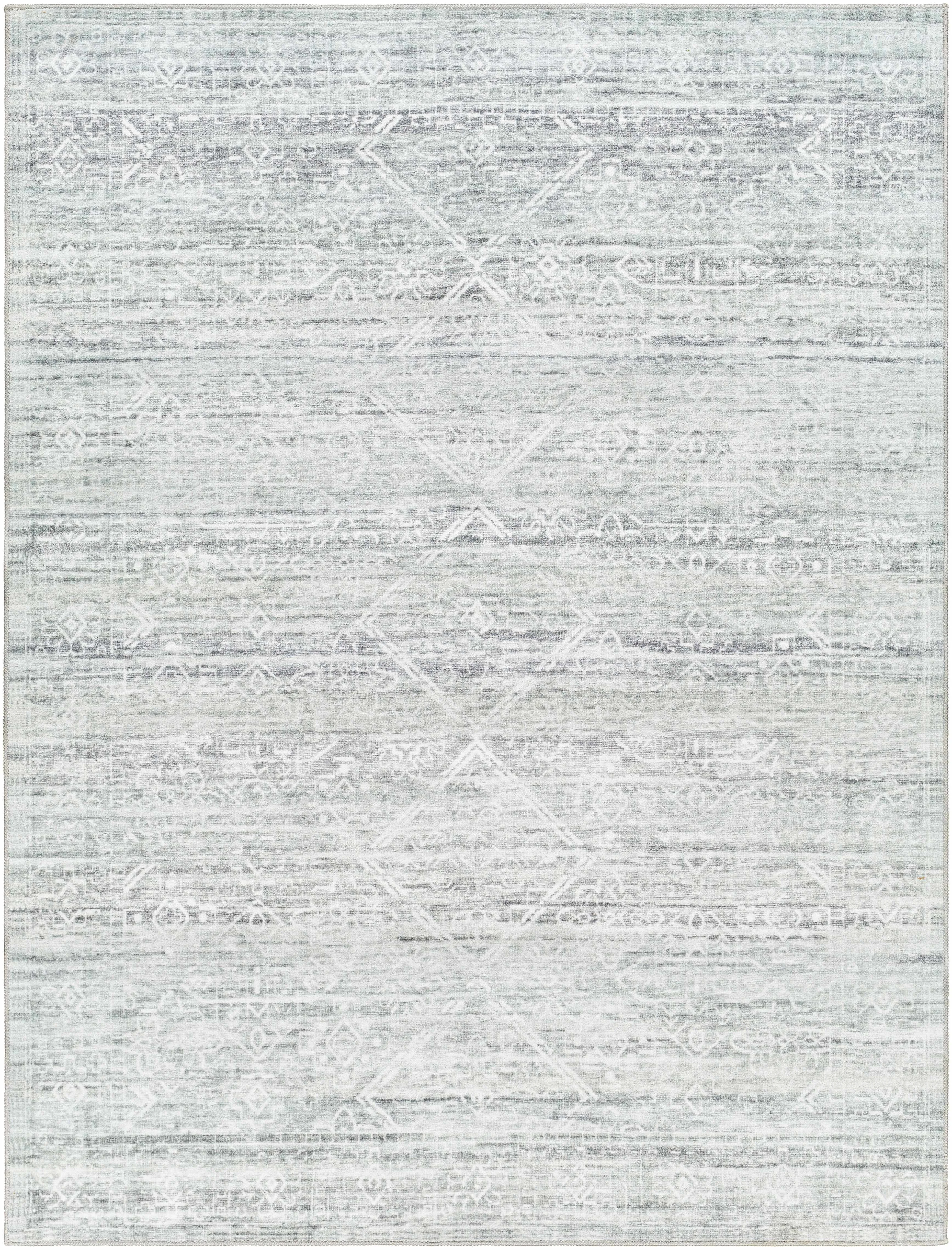 Crafted Blake Light Gray Washable Area Rug Sustainable