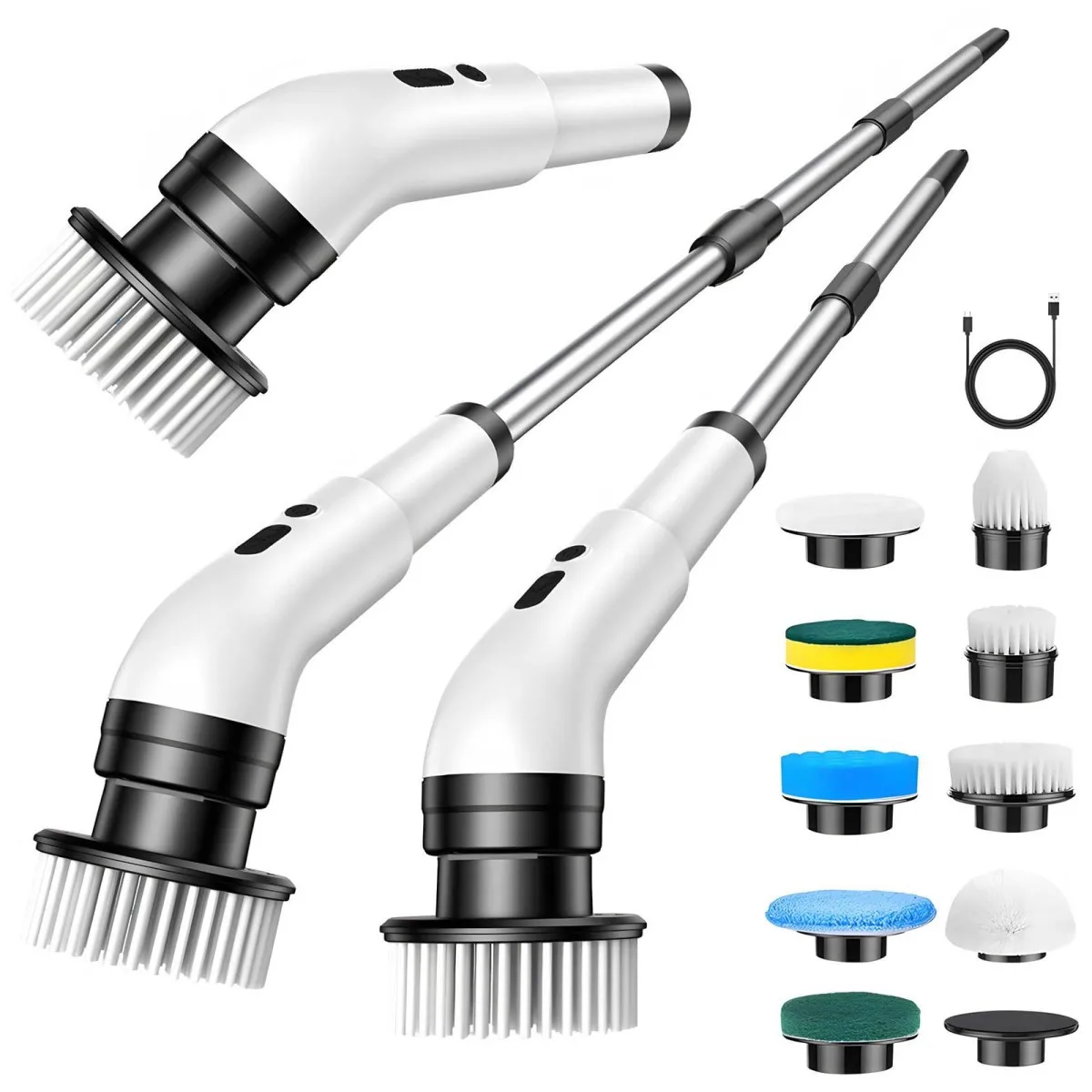 Detailed Cordless Electric Cleaning Brush with Extendable Handle Verified