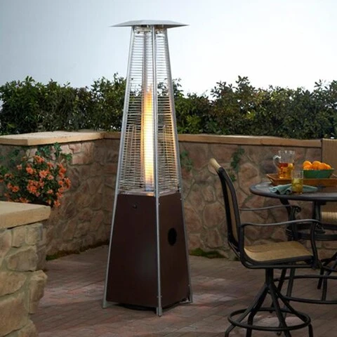 Convenient standing Outdoor Bronze Glass Tower Propane Gas Patio Heater Premium Material