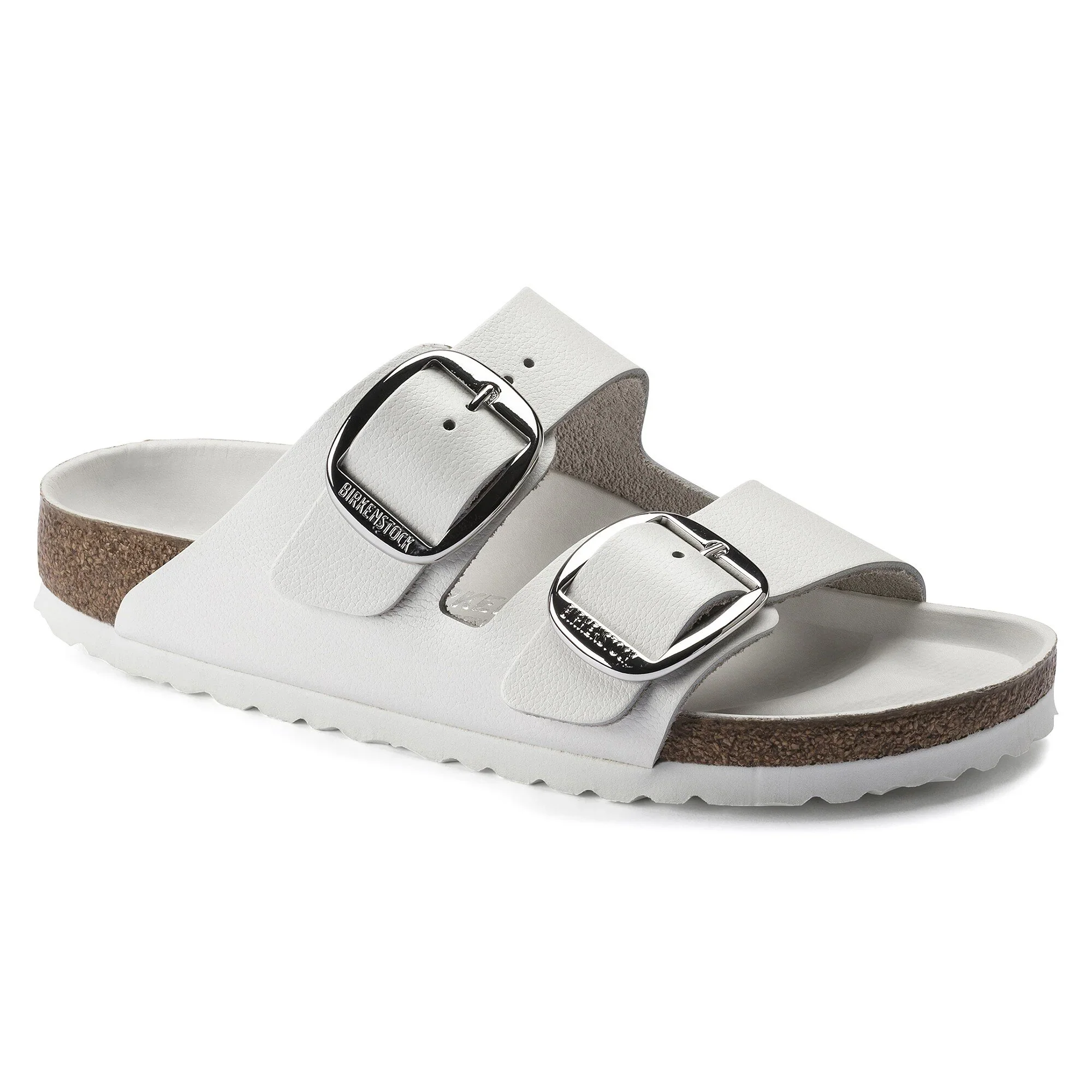 Elite Birkenstock Arizona Big Buckle Natural Leather White Sandals Selected