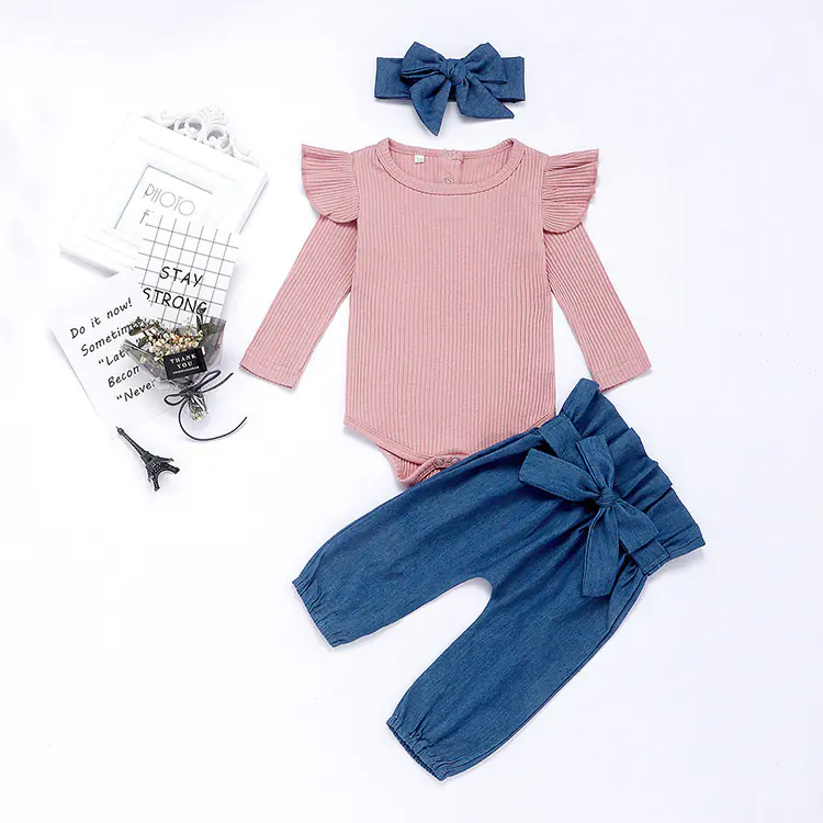Smooth New Baby Long Sleeve Triangle Bodysuit Set Elite