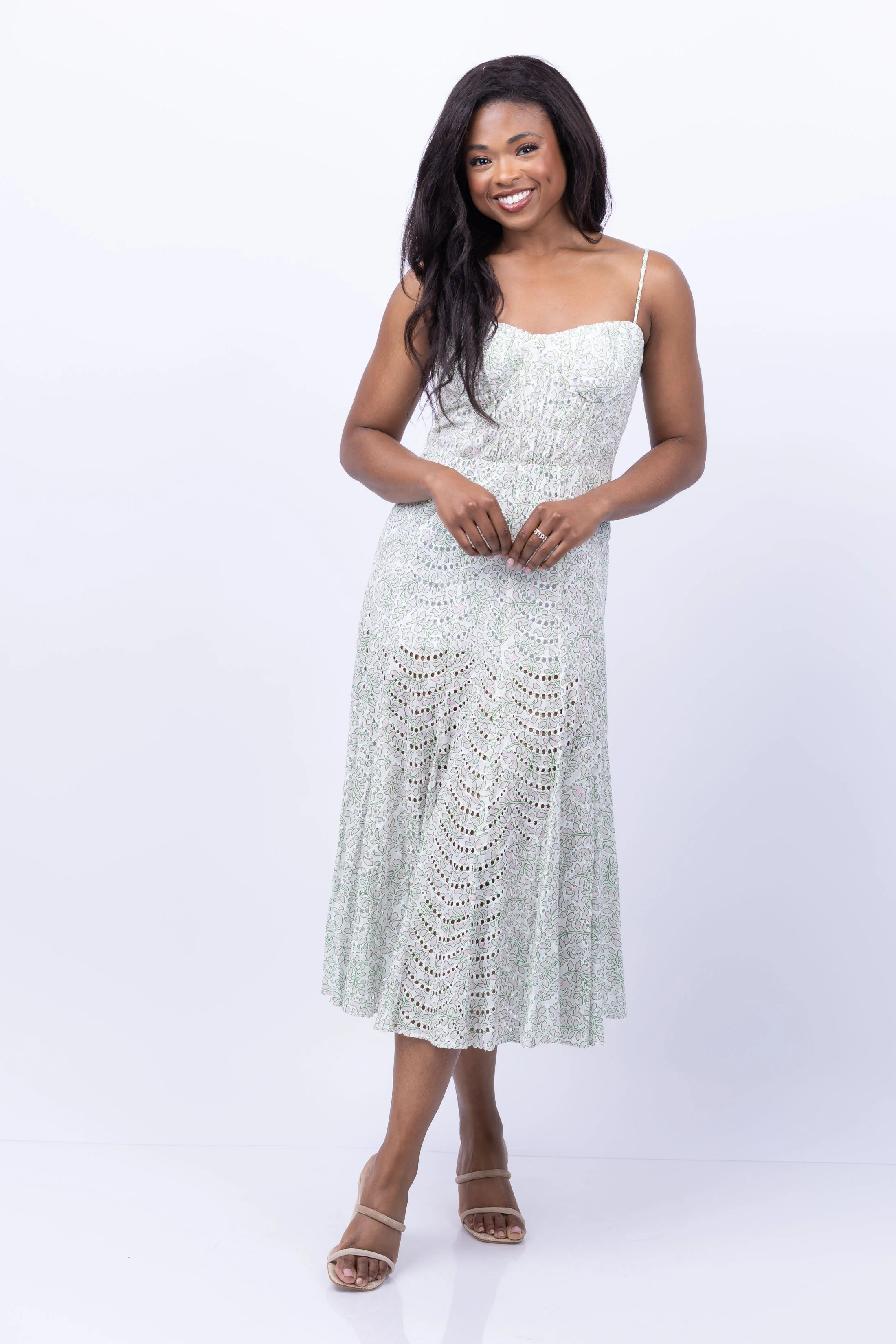 Breathable Misa Los Angeles Marina Dress in Dewdrop Eyelet Proven
