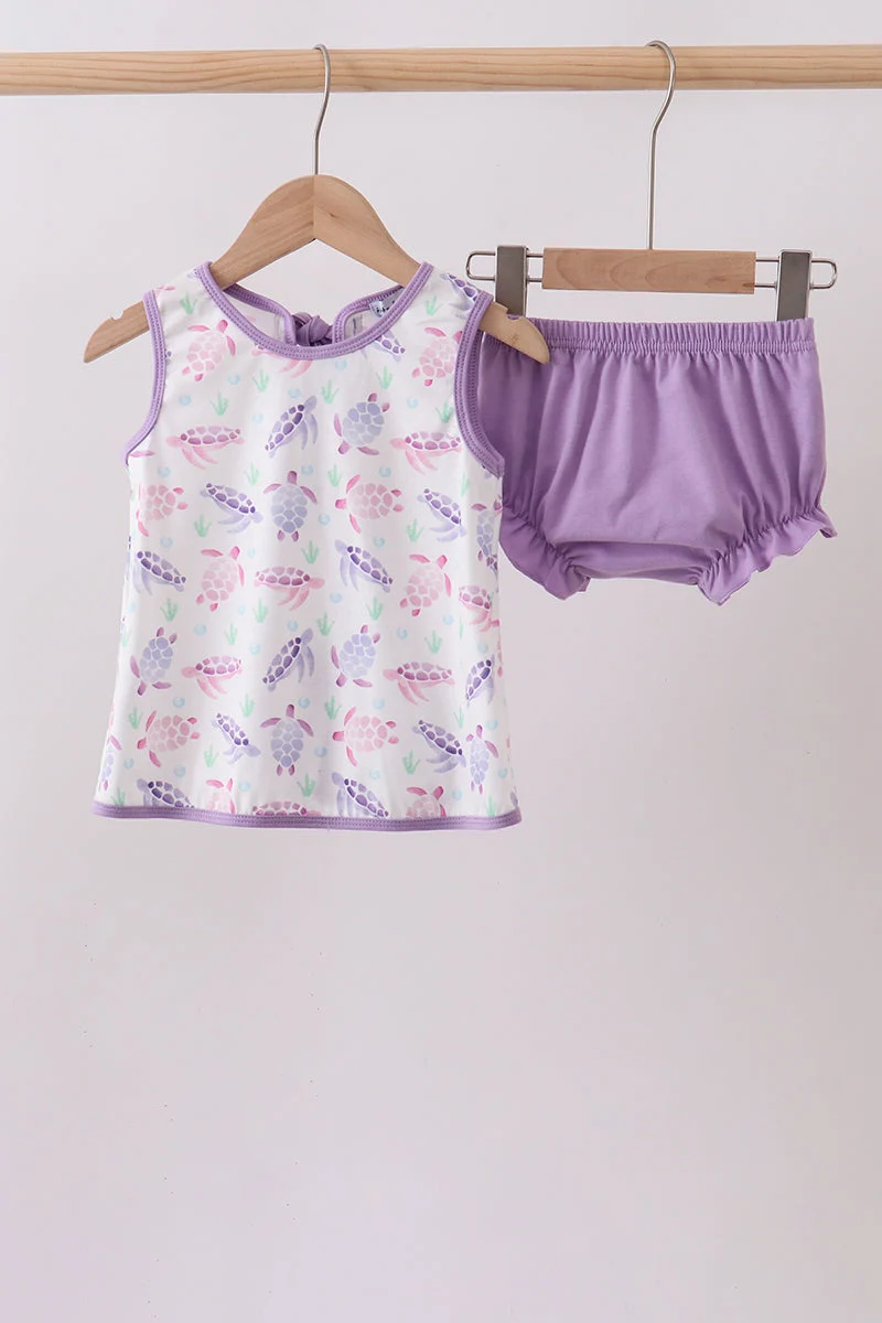 Stylish Purple Sea Turtle Bloomer Set First-Class