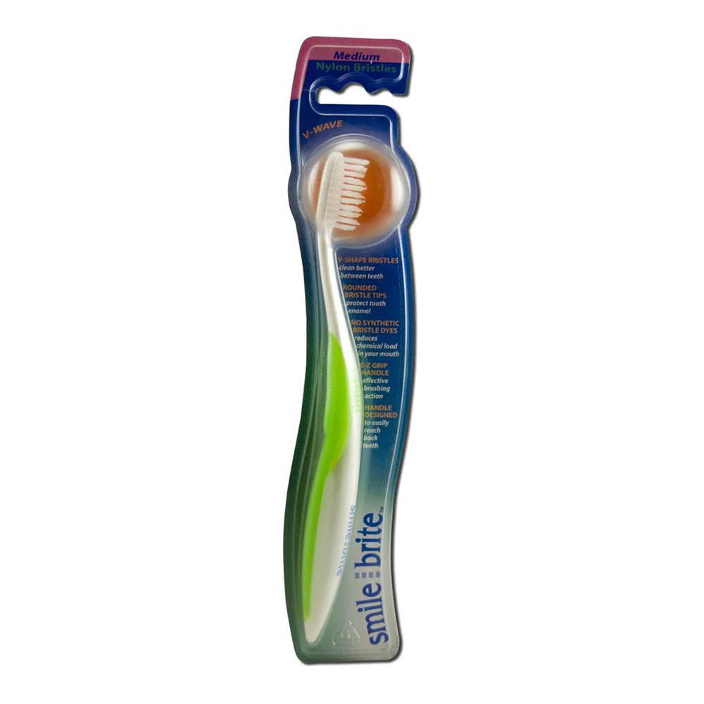 Quality Smile Brite Fixed Head Nylon Toothbrush V Wave Medium 1 Ea Relaxed