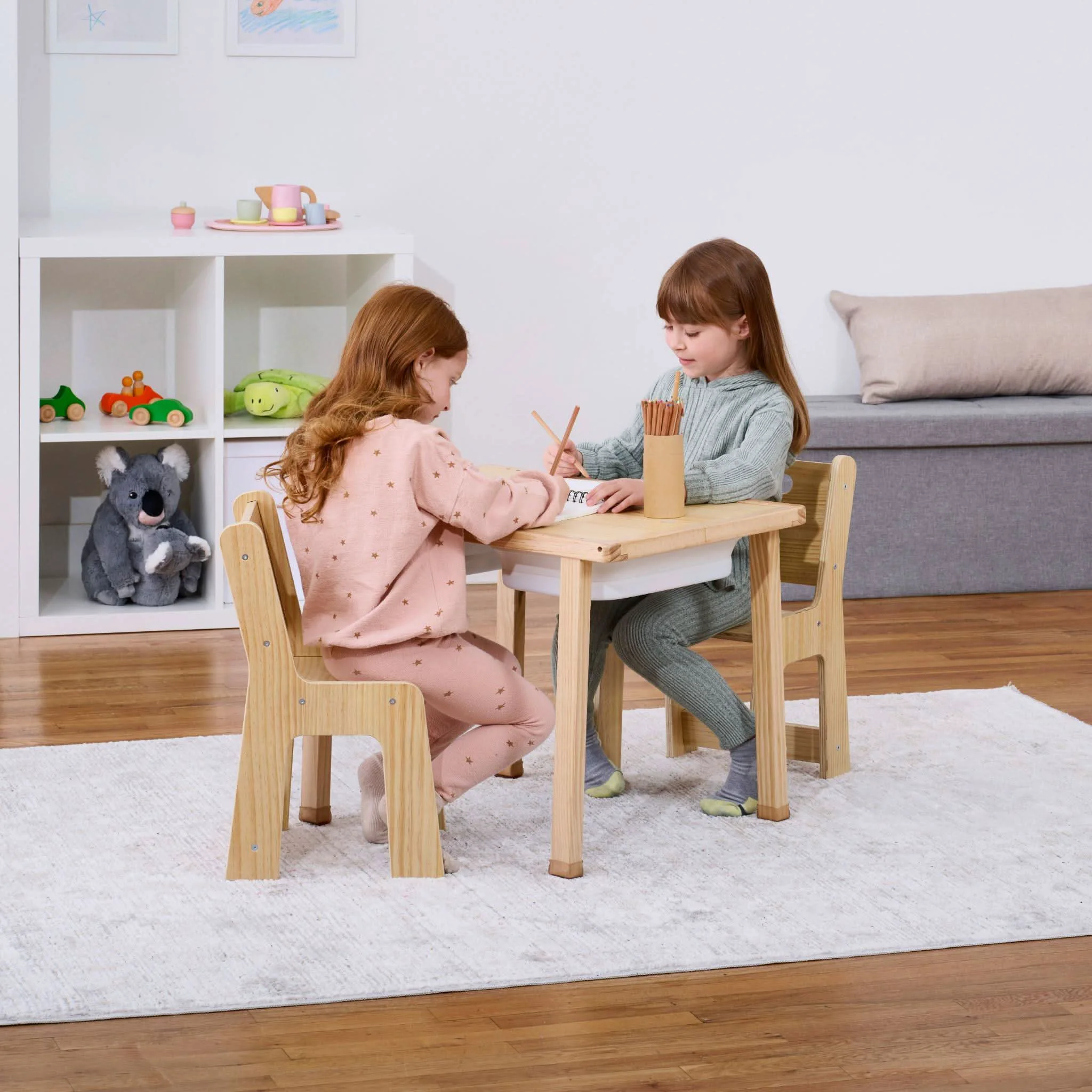 Excellent Cordia Wooden Kids Activity Table Chair Set – Montessori-Inspired Desk for Play Learning Specialty