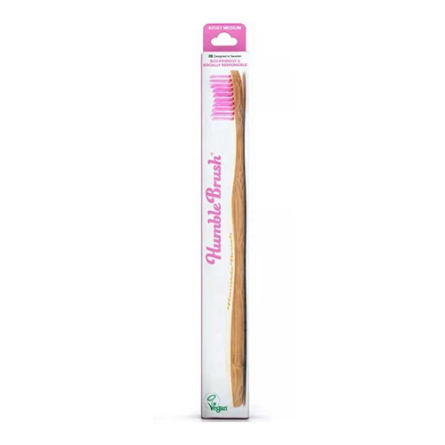 Green The Humble Co Adult Medium Bamboo Toothbrush Purple for Effective Cleaning of Teeth and Gums 1Ea High-End
