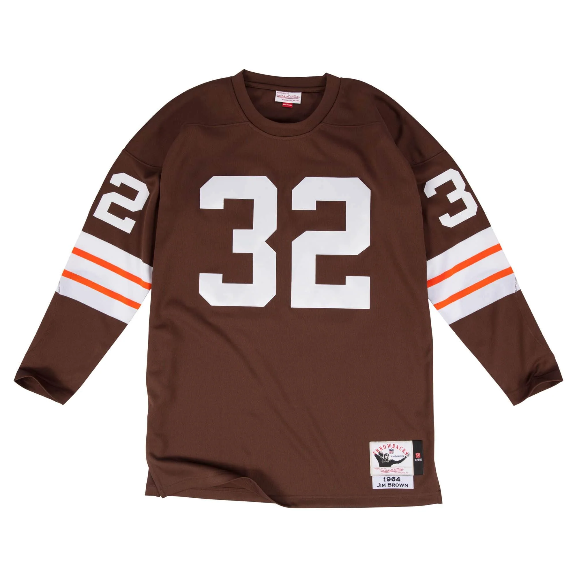 Environmentally Friendly Mitchell Ness Men's NFL Jersey Cleveland Browns 1964 Jim Brown Natural