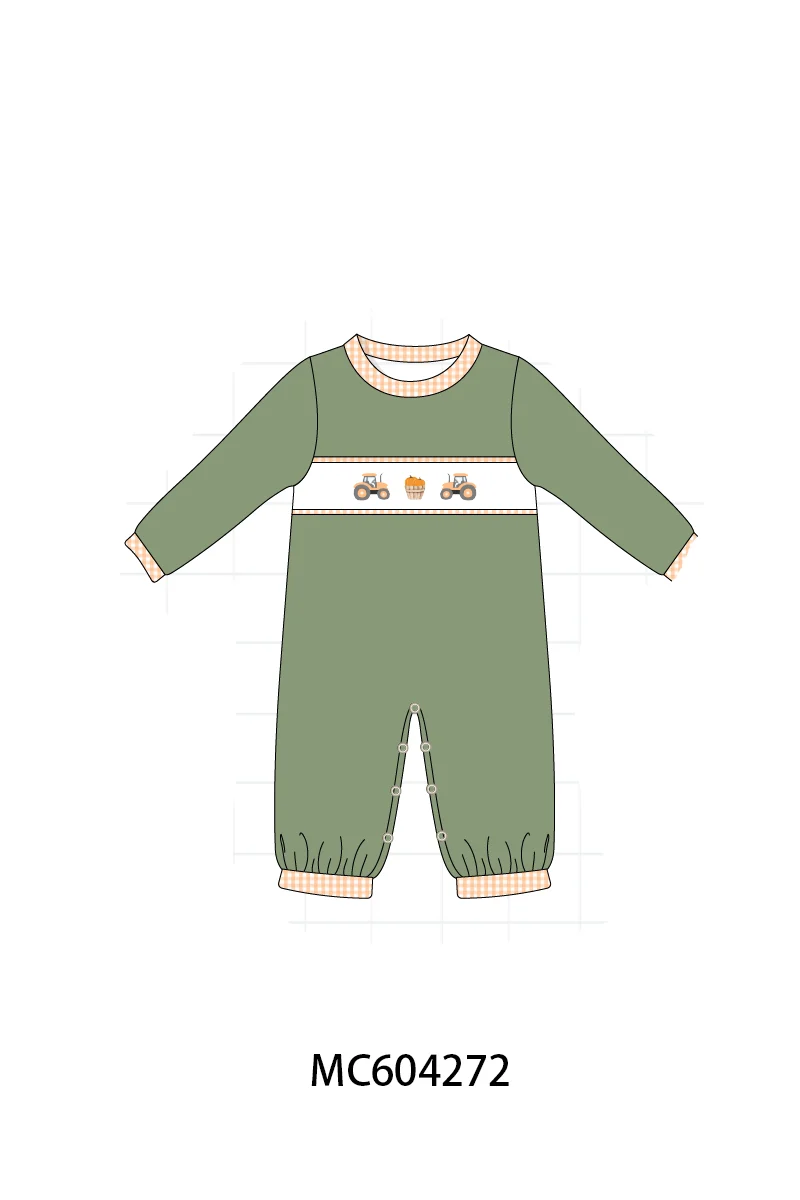 Advanced Green Farm Embroidery Romper Comfortable