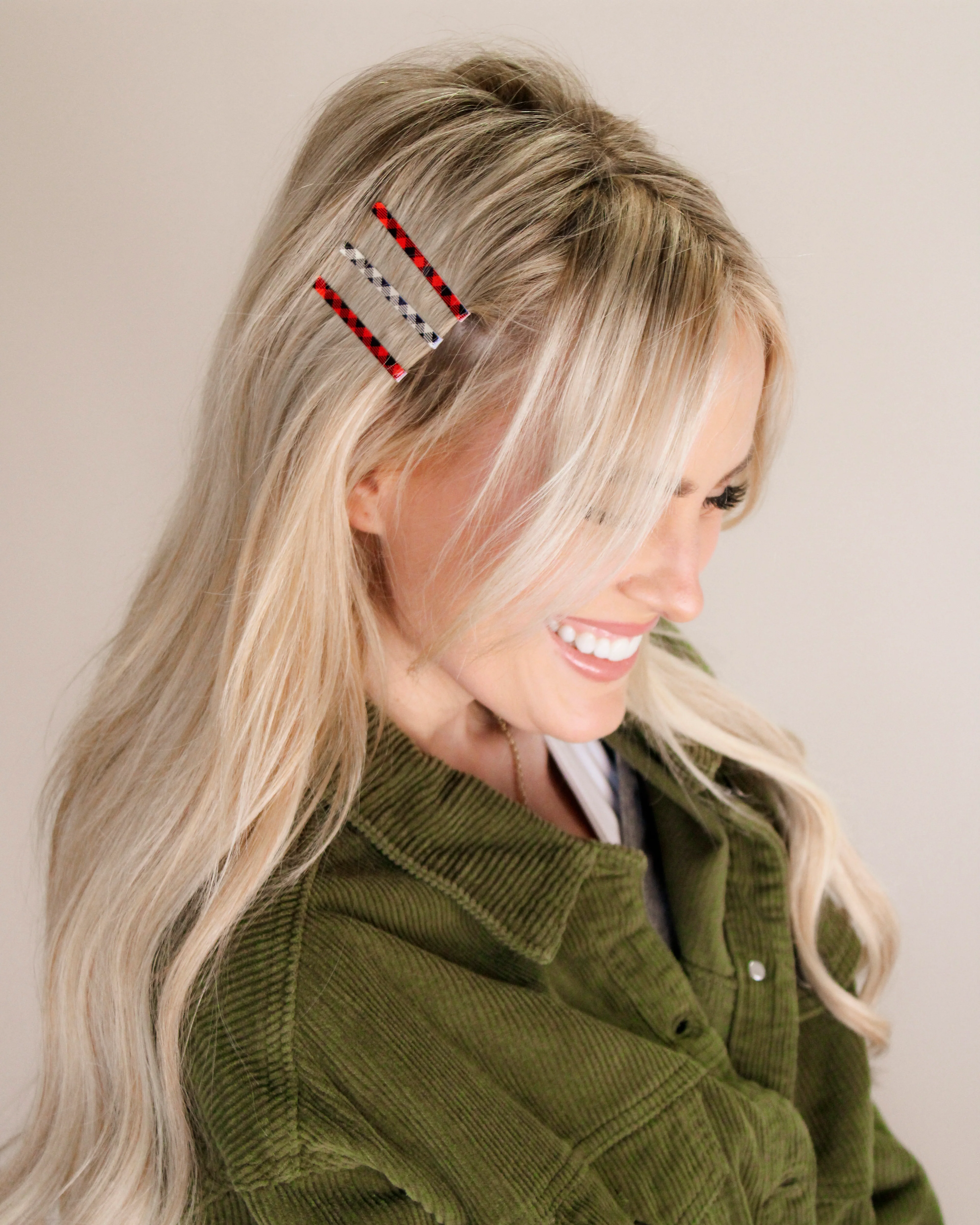 High-Grade Buffalo Plaid - Enamel Bobby Pins Comfortable