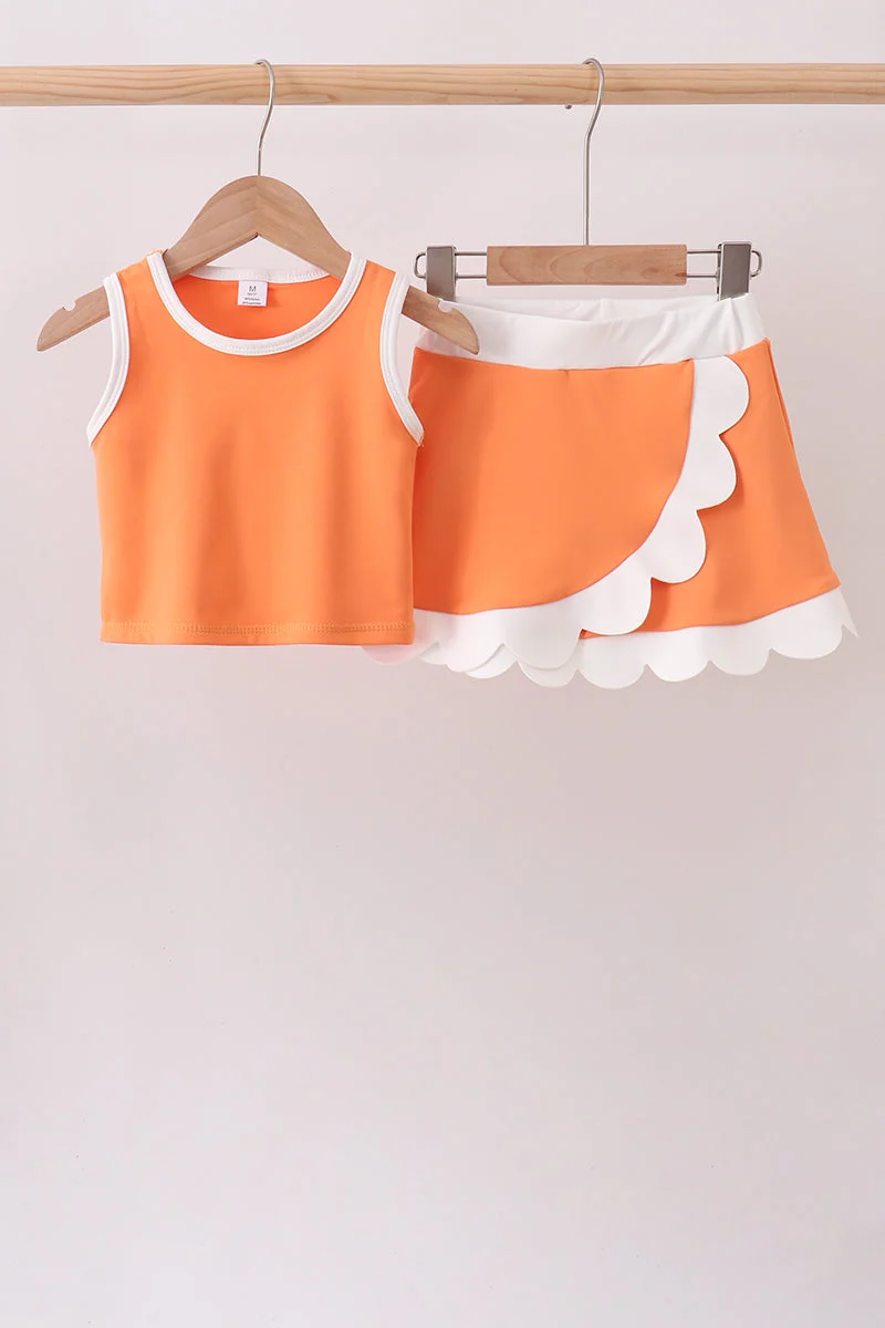 Artisan Orange Performance Scalloped Skorts Set Breathable