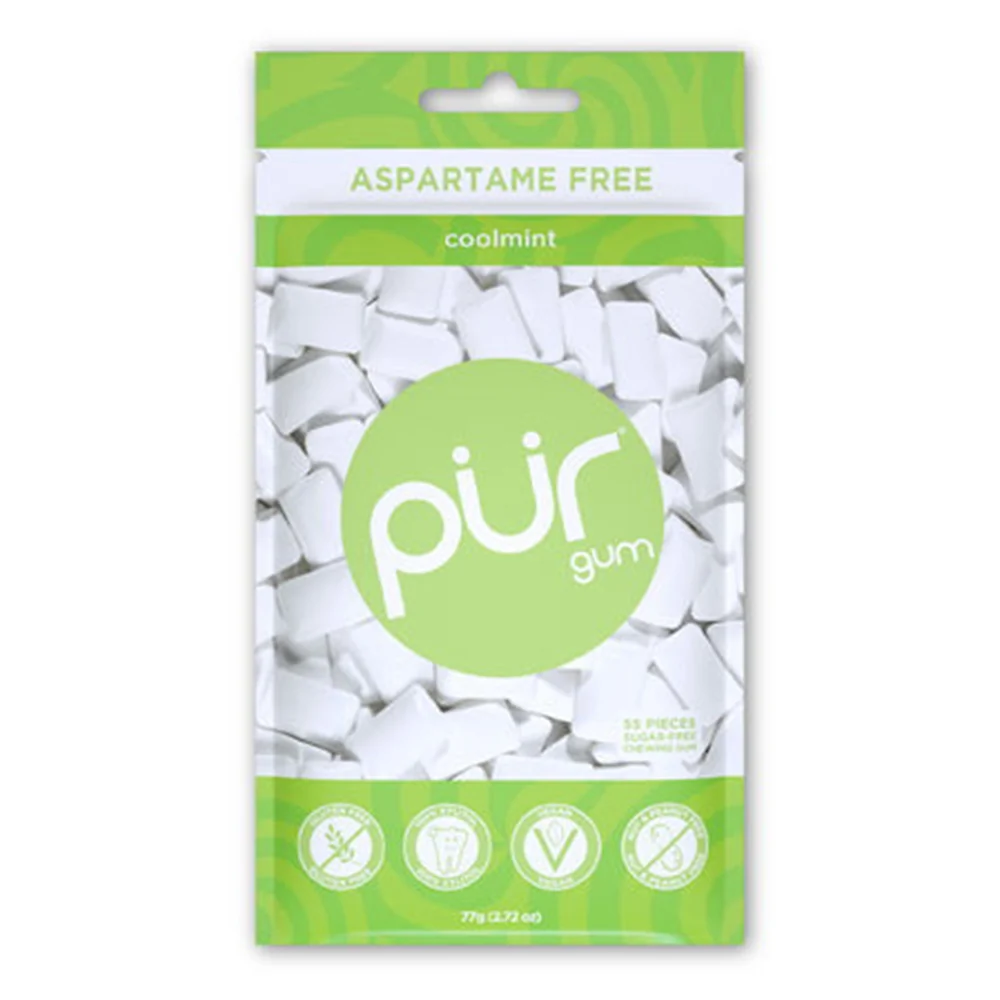 Environmentally Friendly Pur Coolmint Sugar Gum Bag Sweetened with Xylitol Fresher Breath and Better Oral Health 55Ea Premium Material