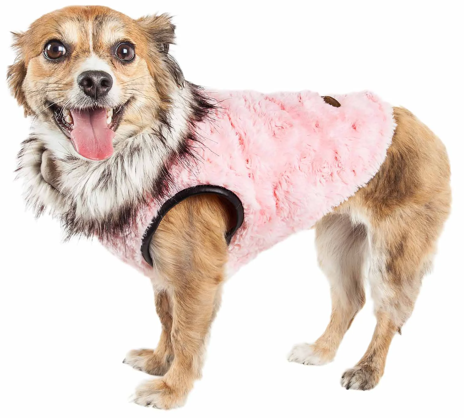 Healthy Pet Life Luxe 'Pinkachew' Charming Designer Mink Fur Dog Coat Jacket Responsible