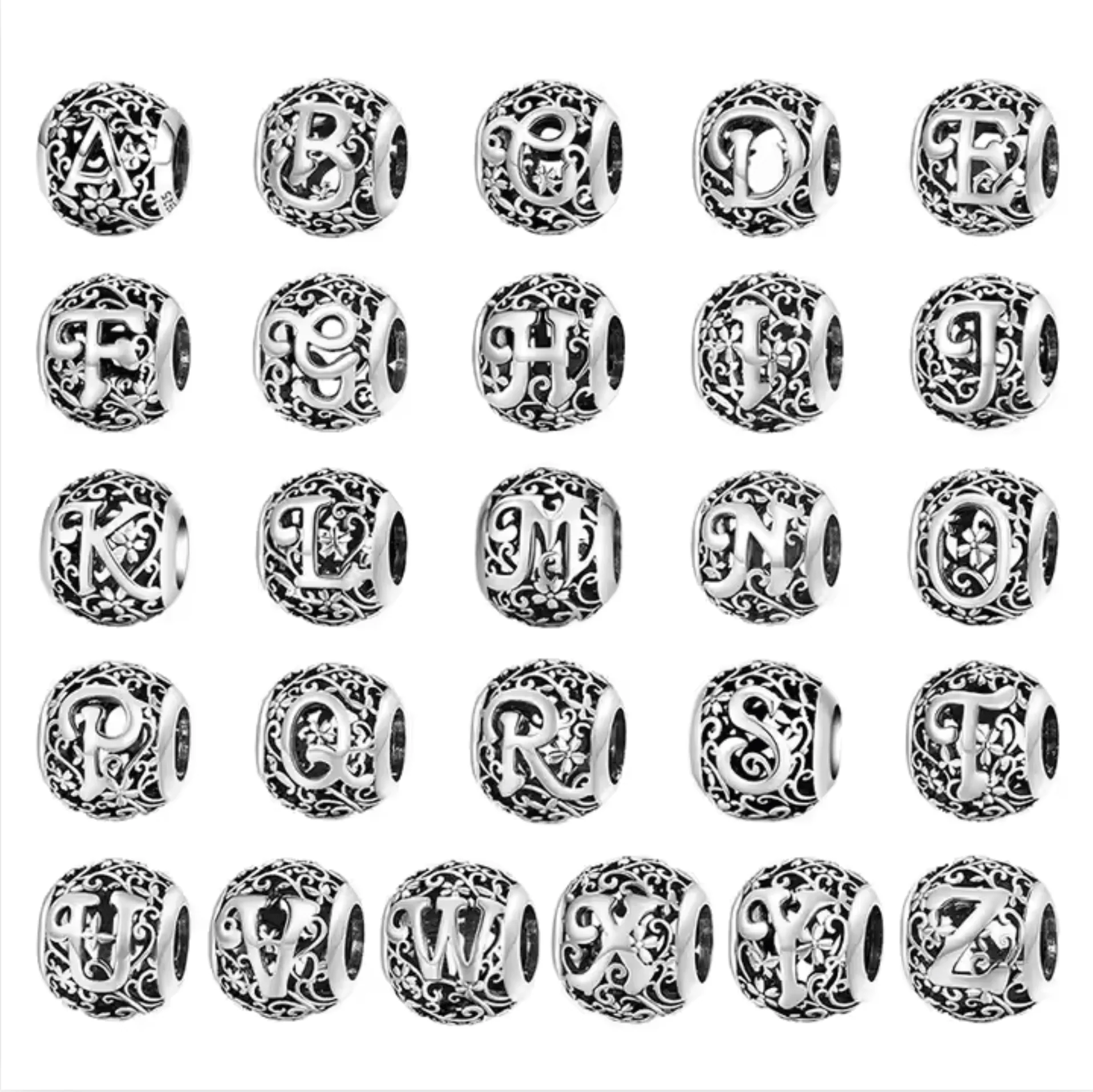 Clean Sterling silver round alphabet charm - G Authentic