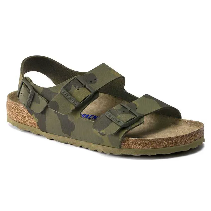 Elite Birkenstock Milano Soft Footbed Birko-Flor Desert Soil Camo Green Sandals Carefully Designed