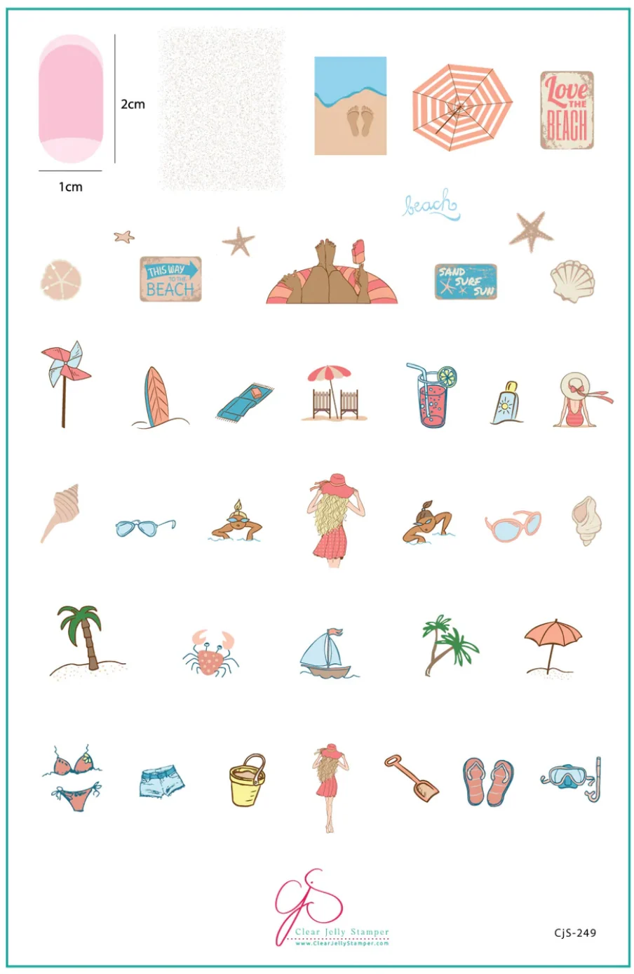 Soft This Way to the Beach CjS-249 - Clear Jelly Stamping Plate Unique
