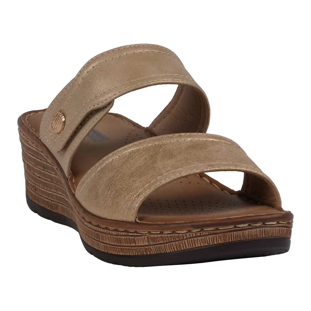 Lightweight Women's Meli Gold Wedge Sandals High-Grade