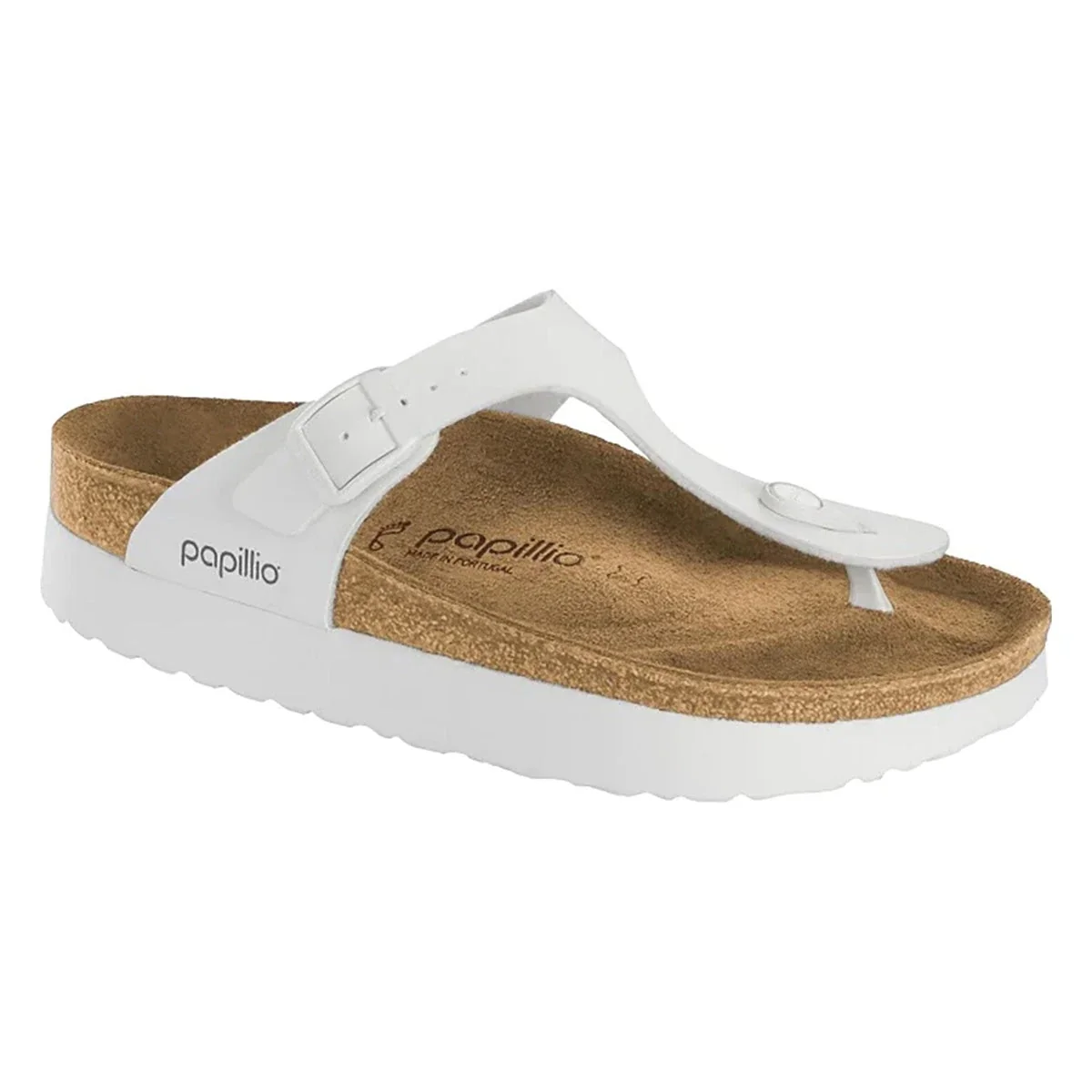 High-End Birkenstock Gizeh Platform Birko-Flor White Sandals Top-Quality