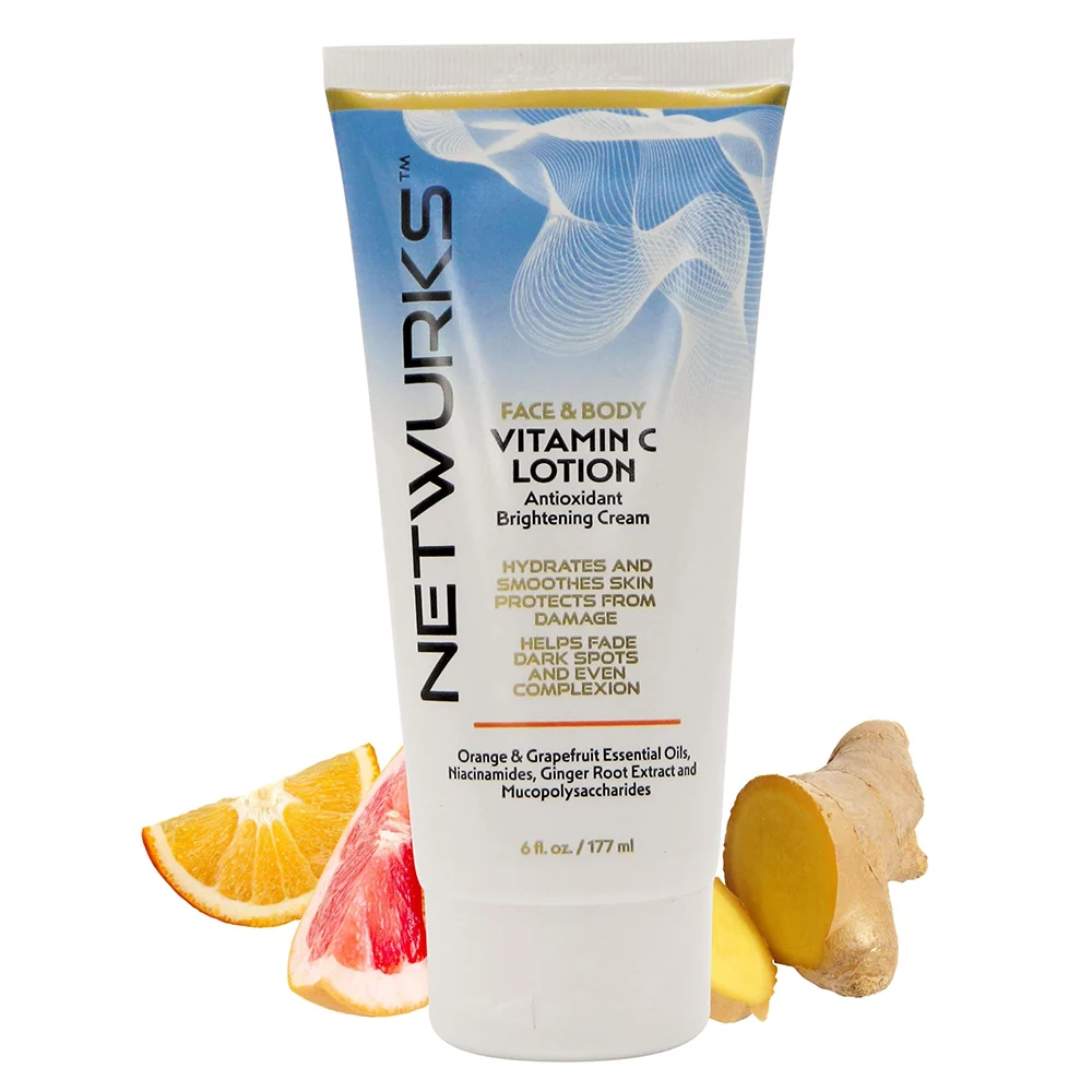 Breathable Netwurks Vitamin C Lotion Antioxident Cream for Face Body 6Oz 177ml Unique