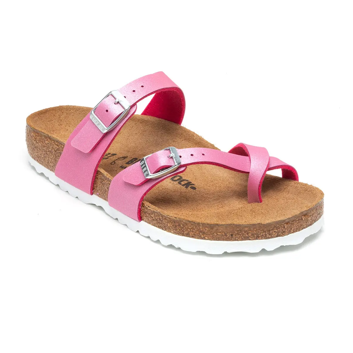 Consistent Birkenstock Women's Mayari Birko-Flor Icy Metallic Fuchsia Tulip Sandals Fine Crafted