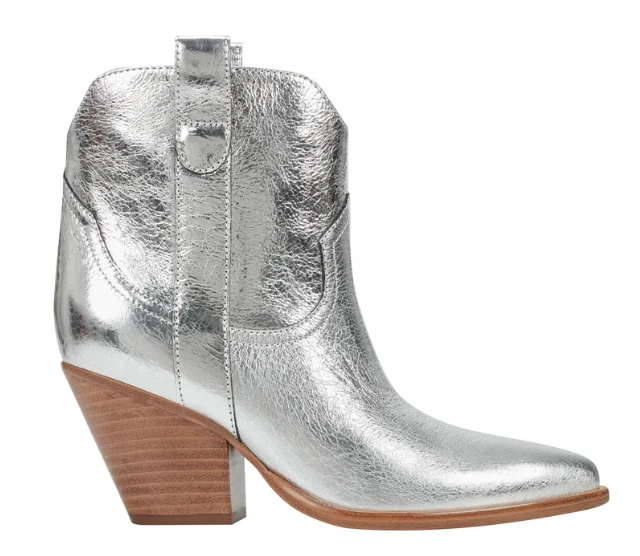 Optimized Marc Fisher Marlie Western Bootie in Silver Soft