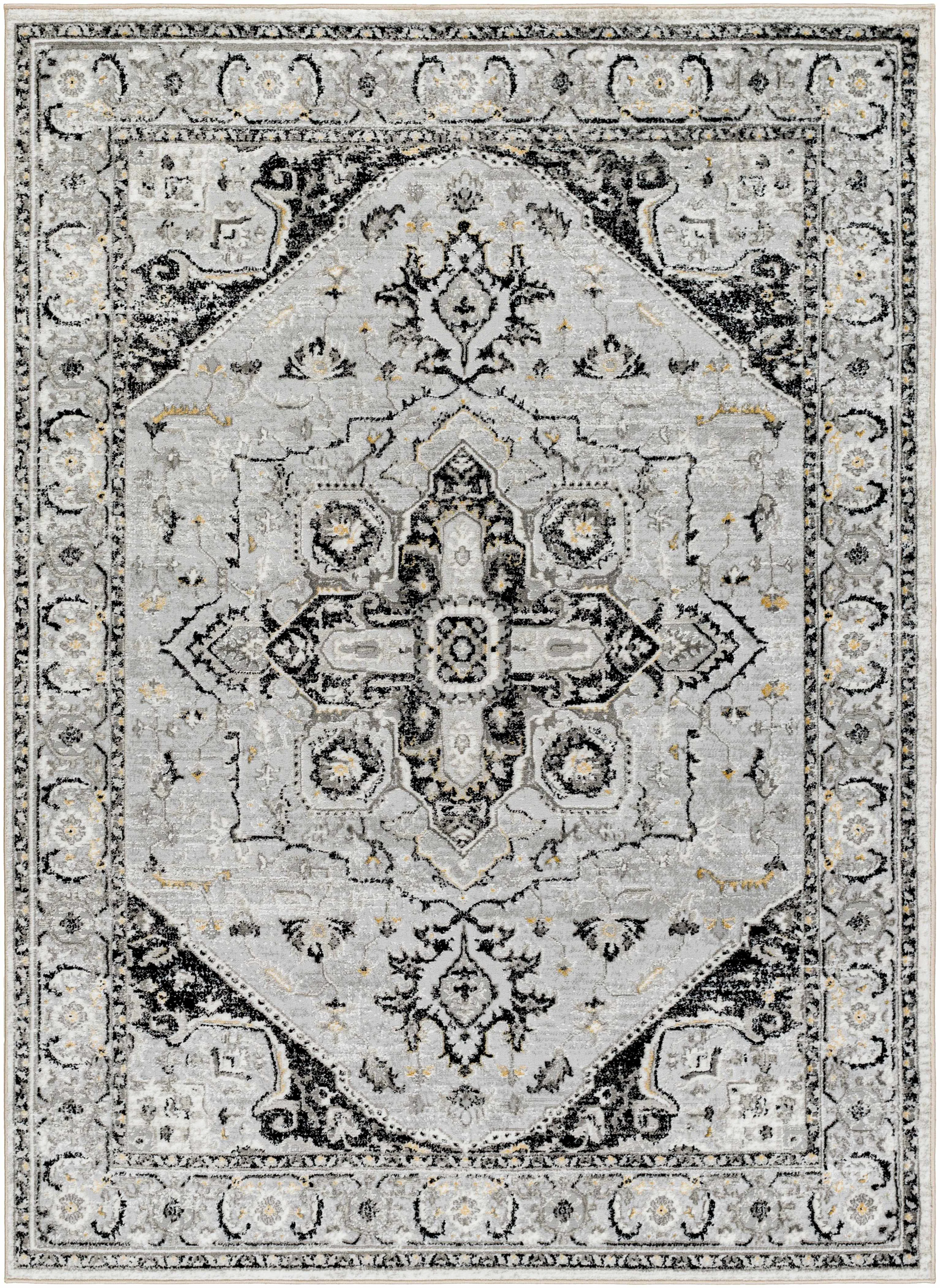 Versatile Gauri Gray Medallion Area Rug - Long-Lasting