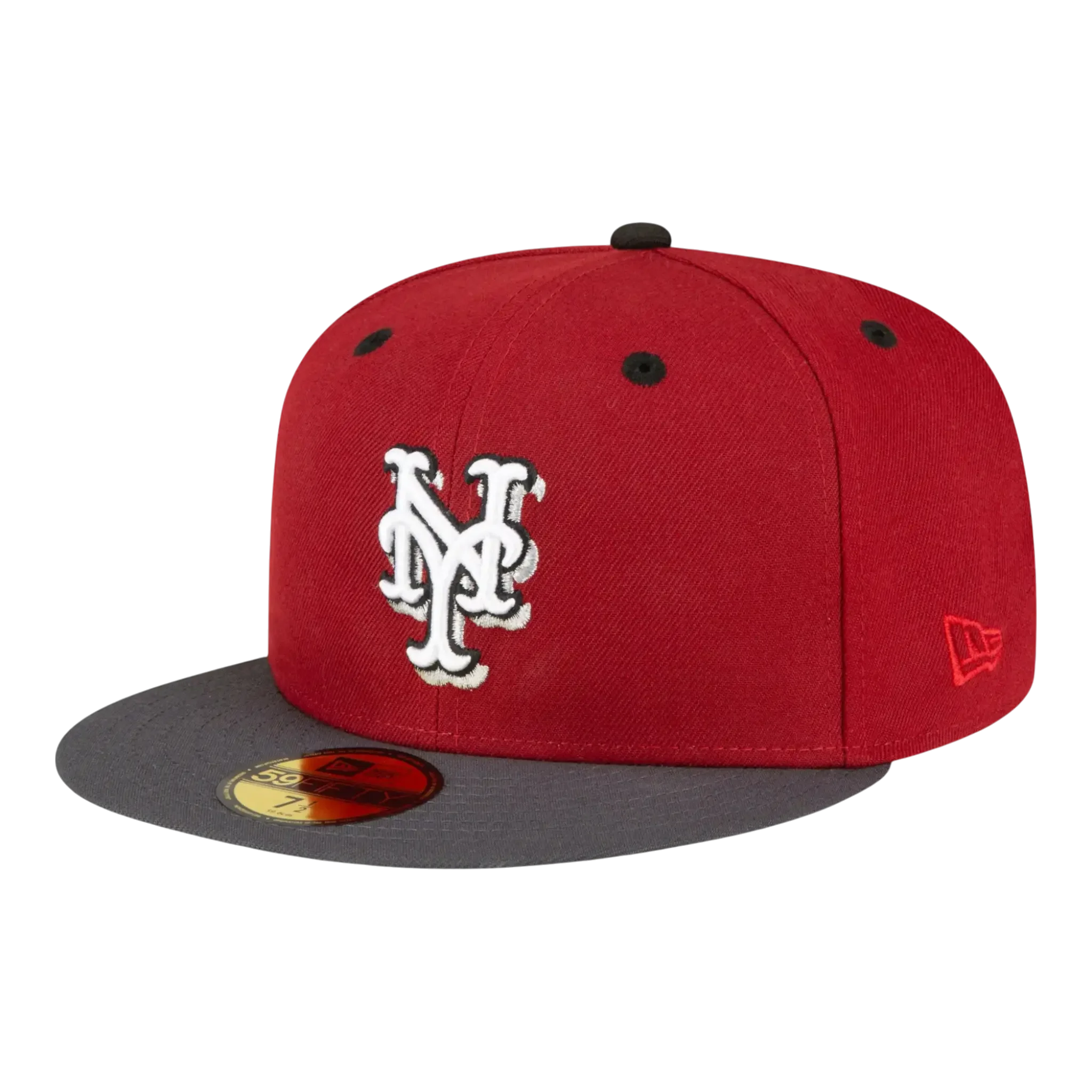 Secure New Era New York Mets 50th Anniversary 59Fifty Fitted Hat Cardinal Red Grey World-Class