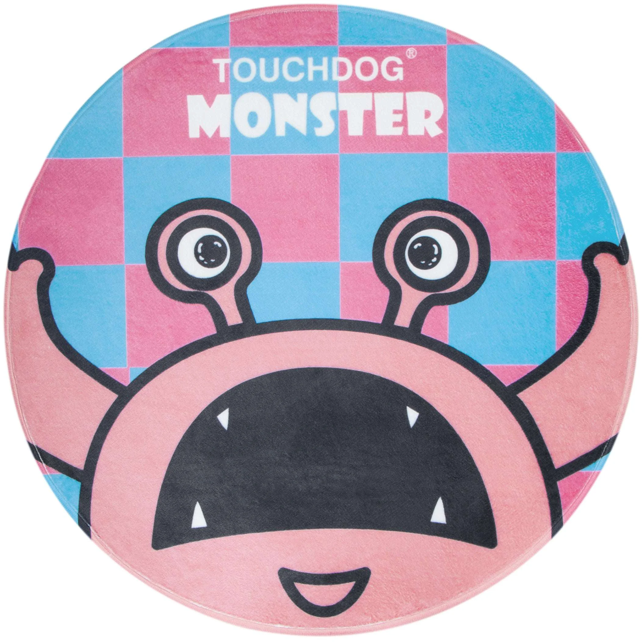 Recyclable Pet Life Touchdog Cartoon Up-for-Crabs Monster Rounded Cat and Dog Mat - Pink Monster - One Size Solid