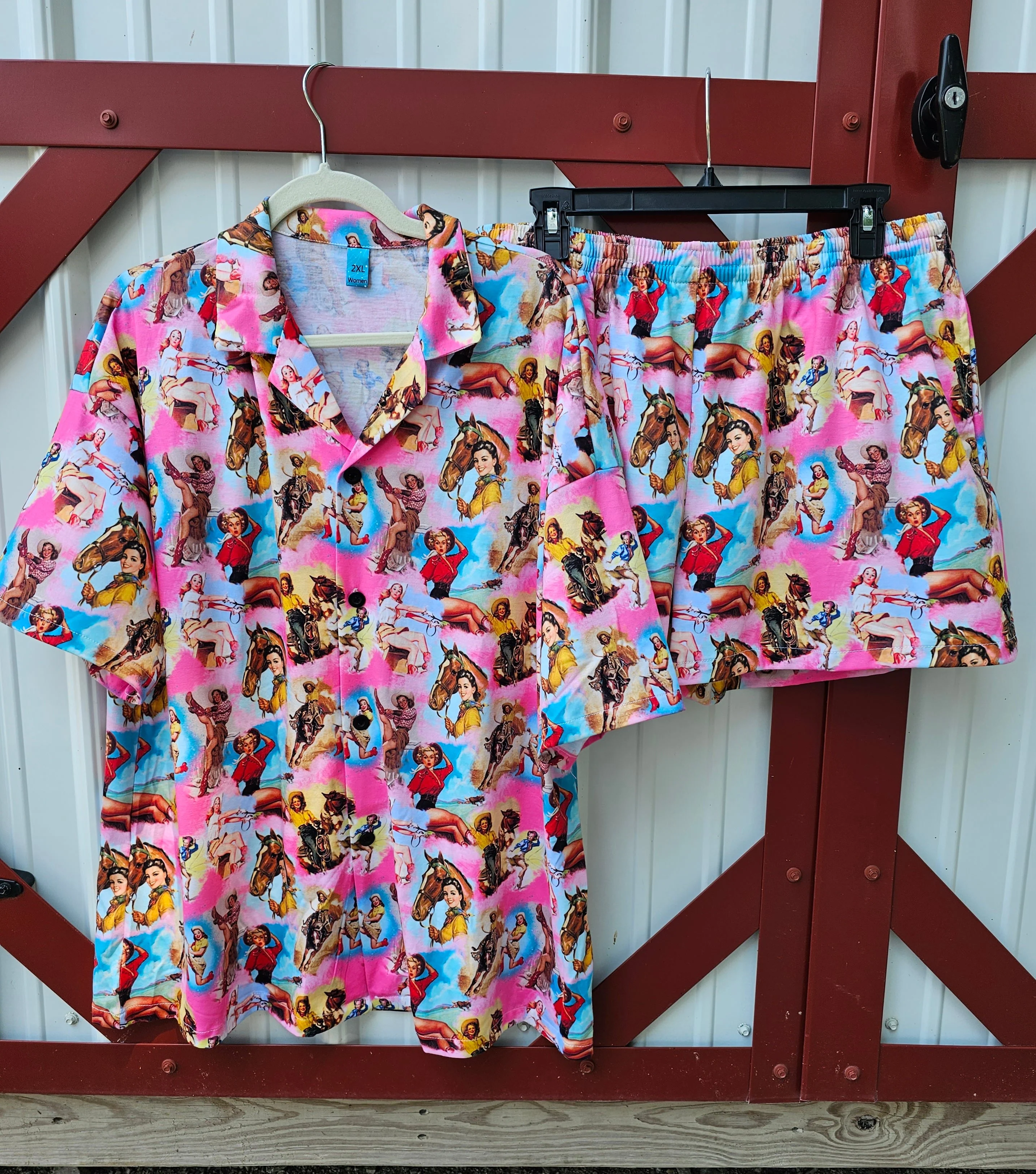 Optimized Vintage Cowgirl Collage Women's Western Pajama Set Authentic