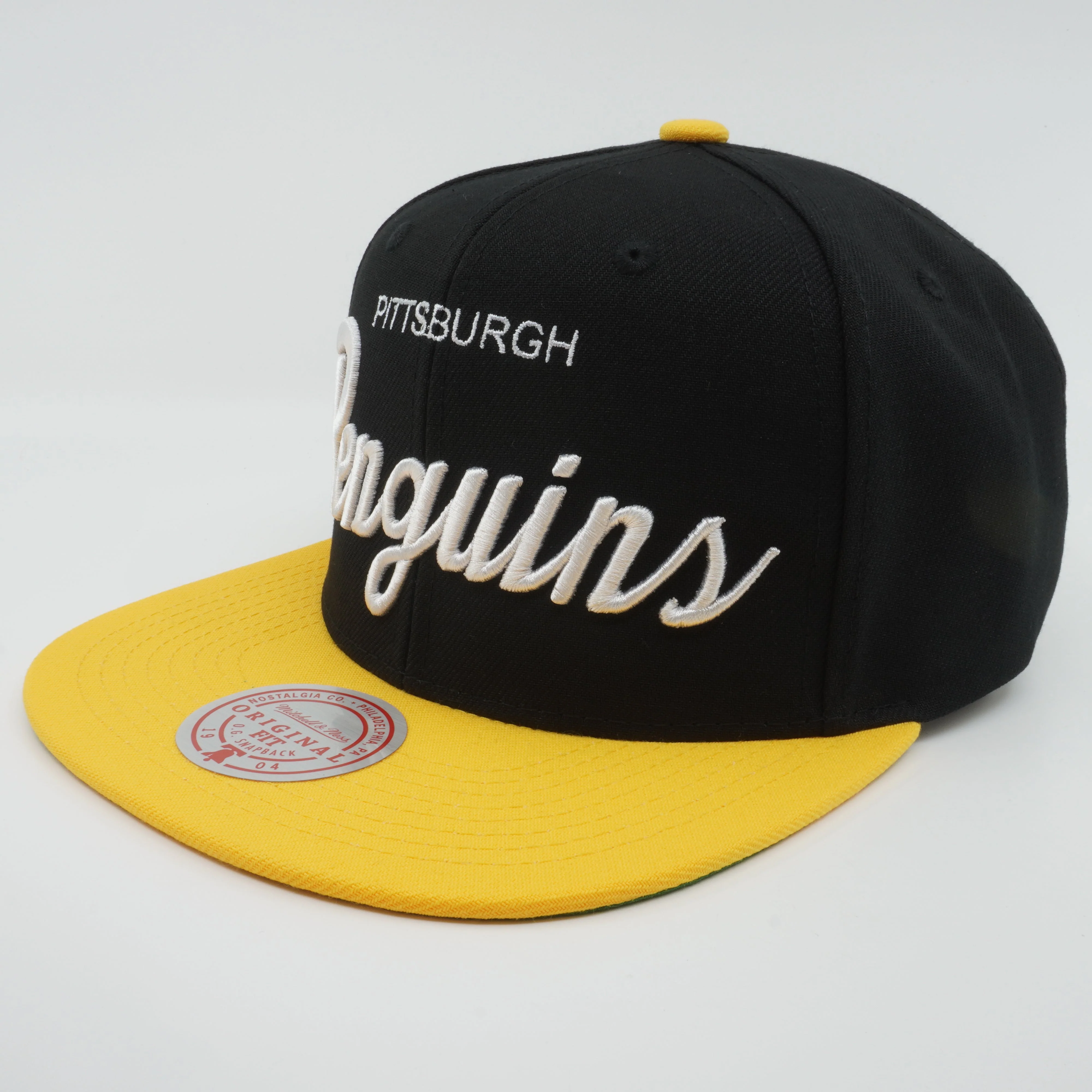 Authentic Mitchell Ness Men's NHL Vintage Script Snapback Penguins Snapback Caps Artisan