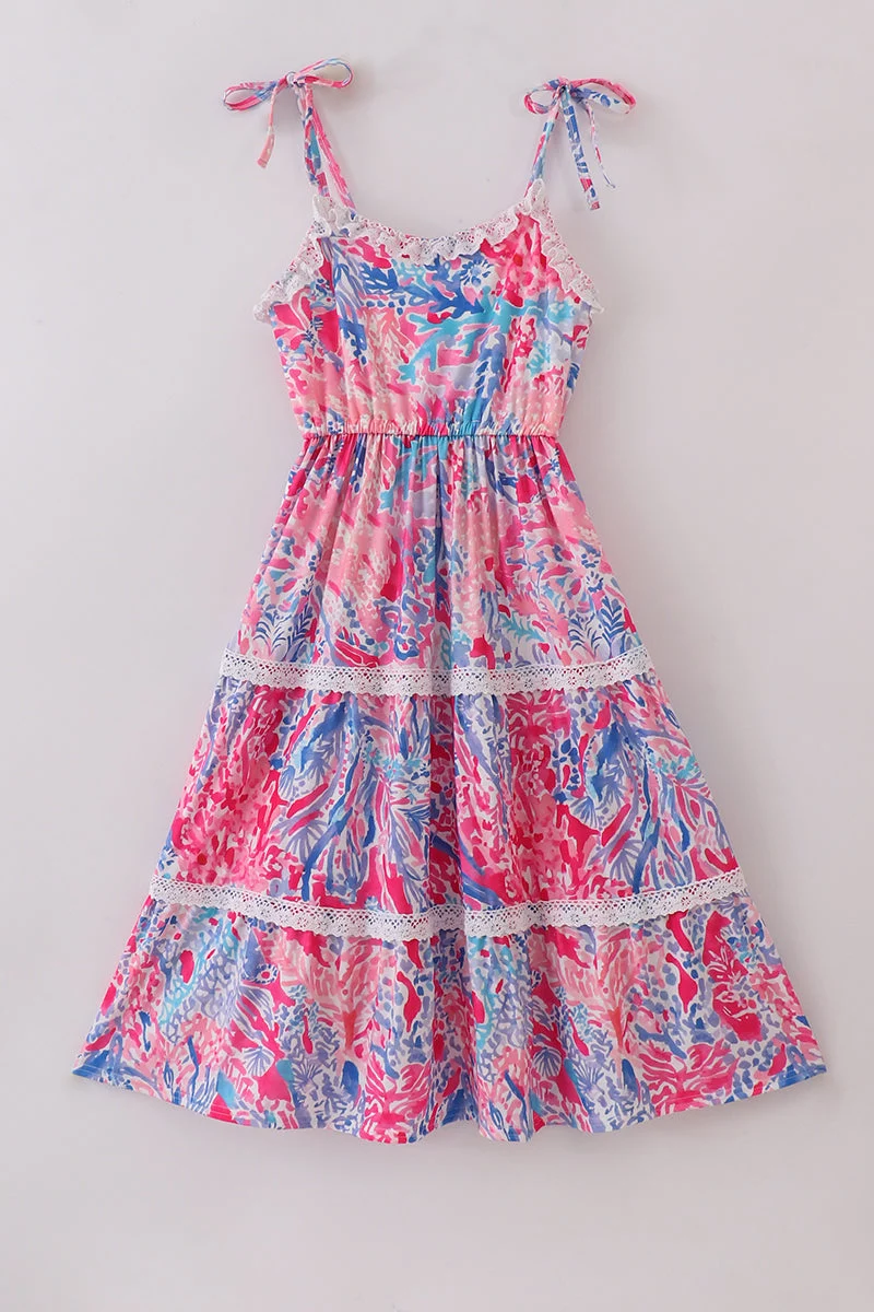 Solid Tropical Sunset Waves mom tiered dress Durable