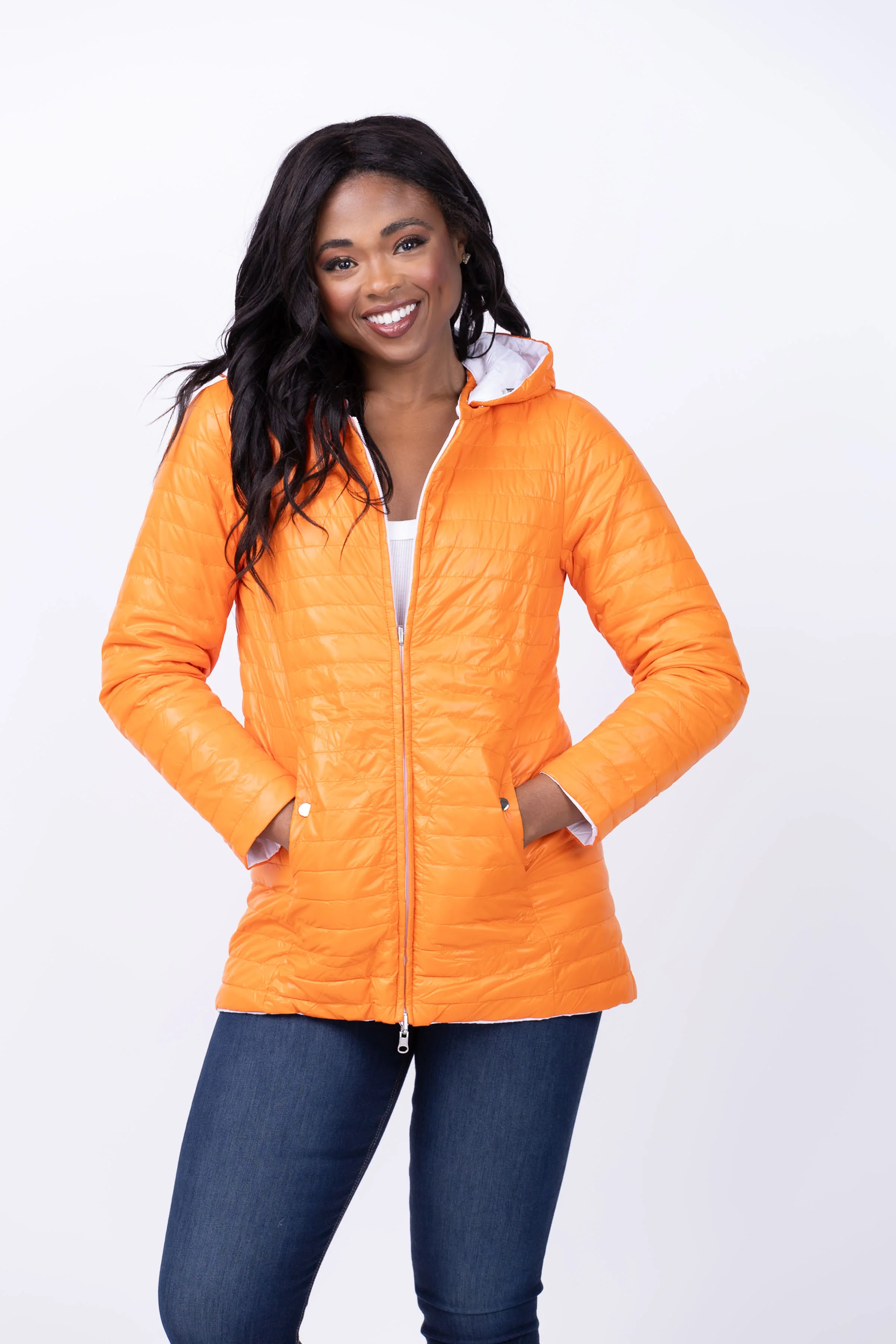 Casual Tyler Boe Martha Reversible Jacket in Mandarin Orange Fine