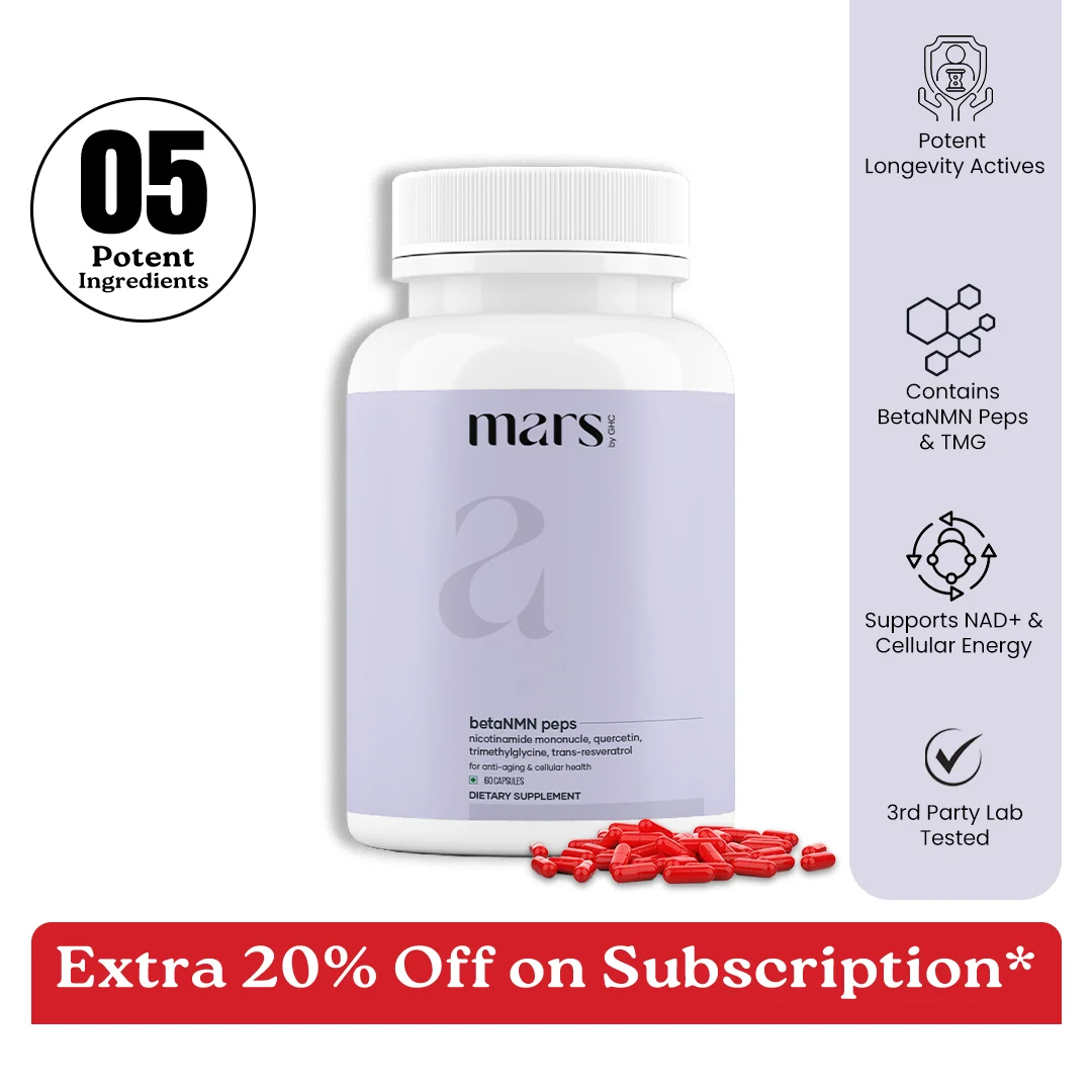 Authentic Mars BetaNMN Peps 1000mg NAD Booster with TMG Quercetin Resveratrol for Cellular Energy Anti-Aging Longevity Verified