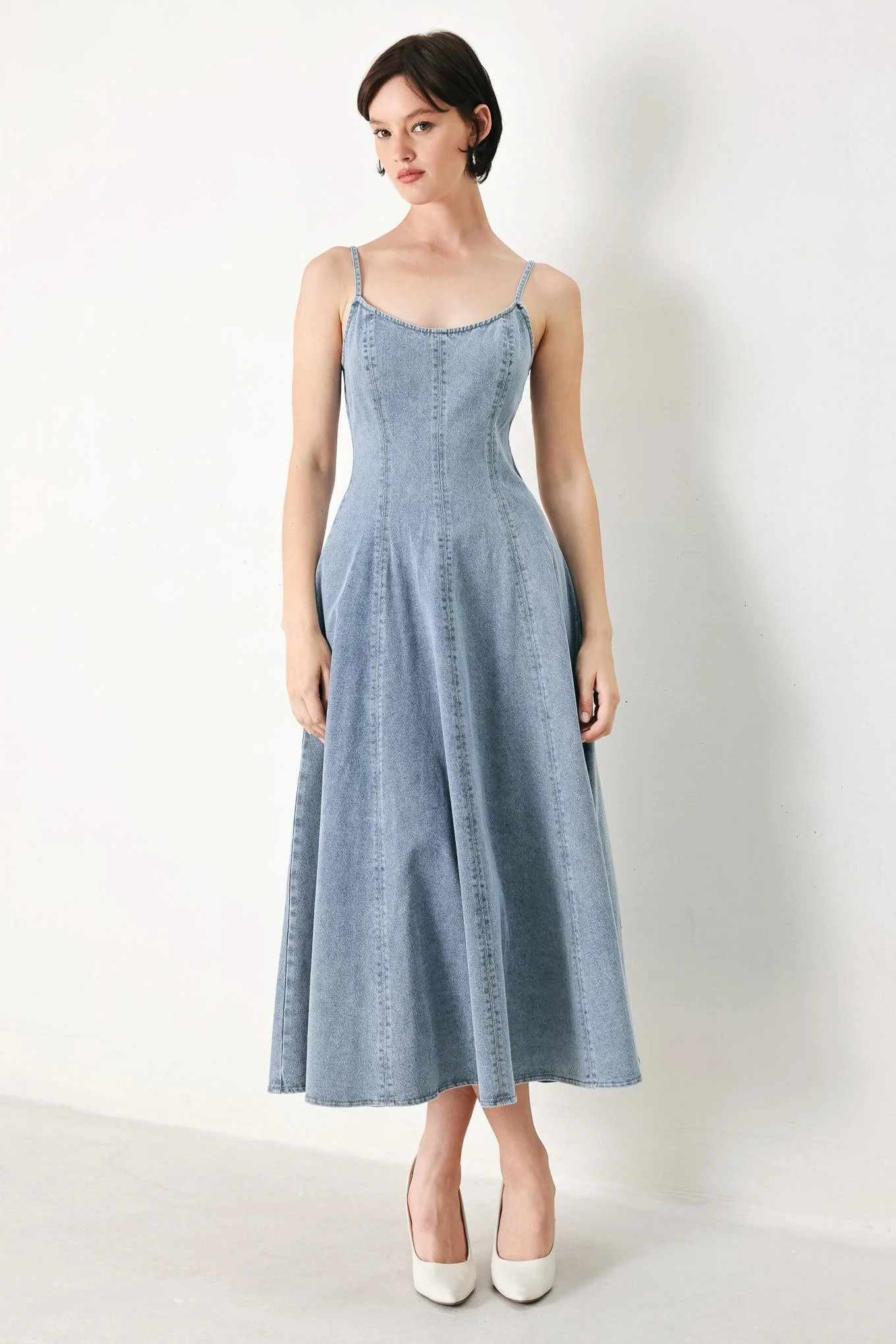 Traditional Cloud Ninette Denim Midi Dress High-Grade