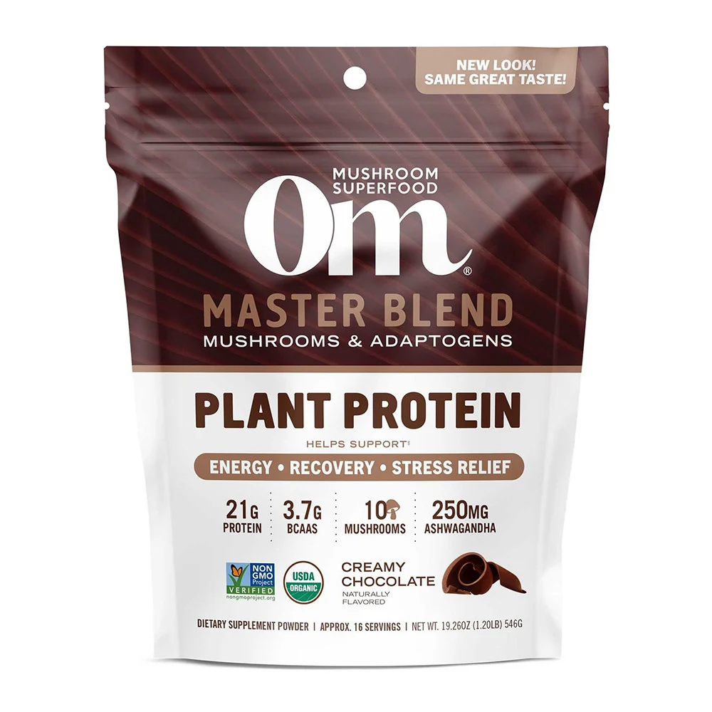 World-Class Om Mushroom Superfood Master Blend Plant Based Protein Powder Creamy Chocolate 19.26 Oz Proven