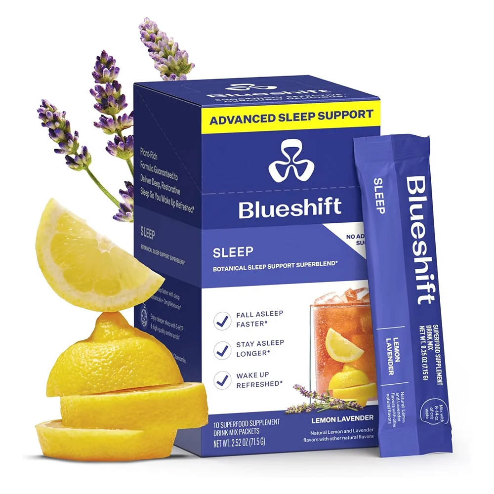 Stylish Blueshift Sleep Aid Powder Lemon Lavender Stick Sleep Blend and 3mg of Melatonin for Adults 10Ea User-Friendly