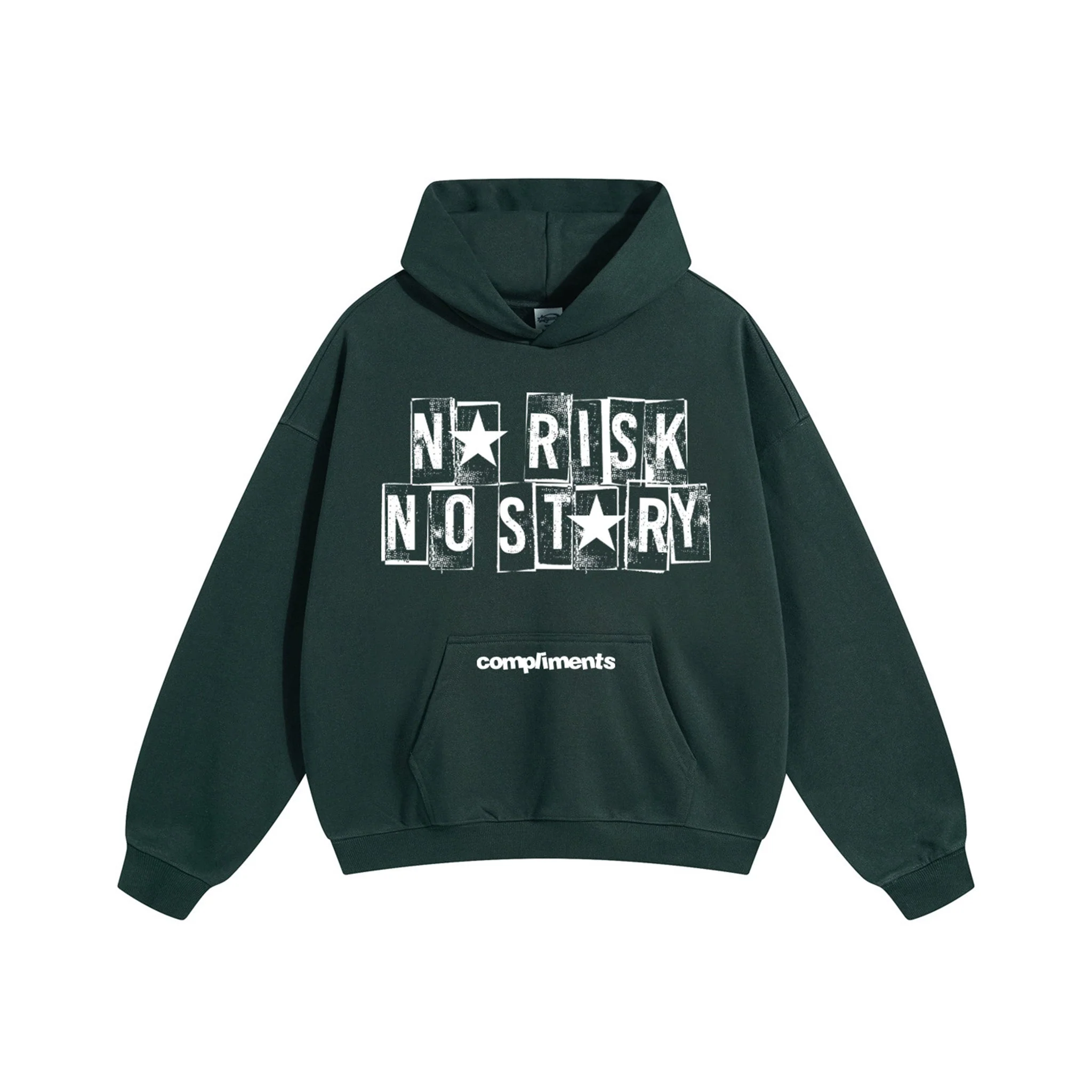 User-Friendly Compliments No Risk No Story Dark Green Hoodie Unique